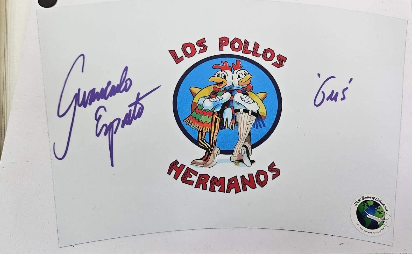 Giancarlo Esposito — Rare Breaking Bad Signed "Gus" Los Pollos Hermanos Label WWOC -COA