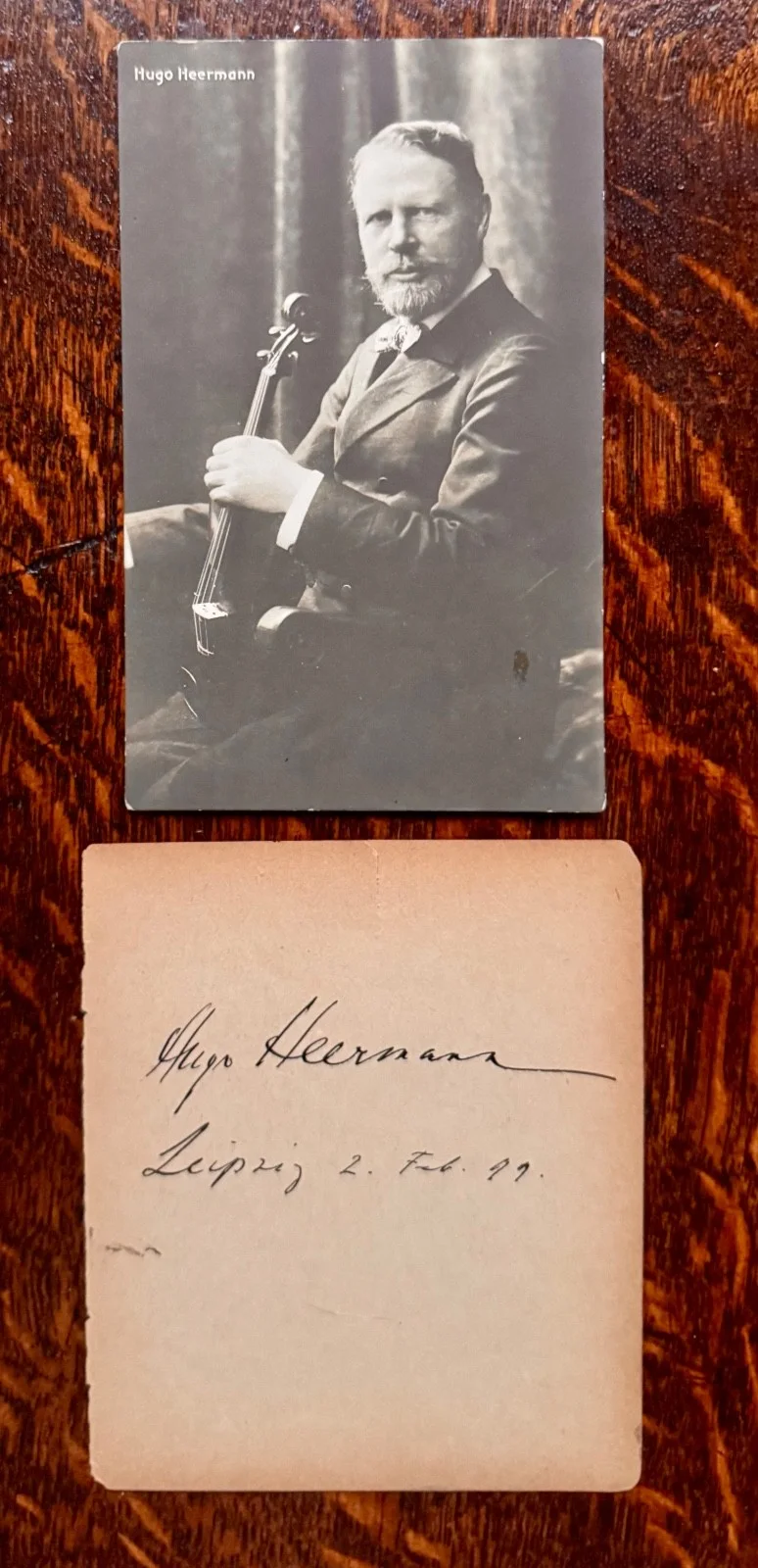 Hugo Heermann Autograph and Photo, signed 1899, violinist composer, image 2