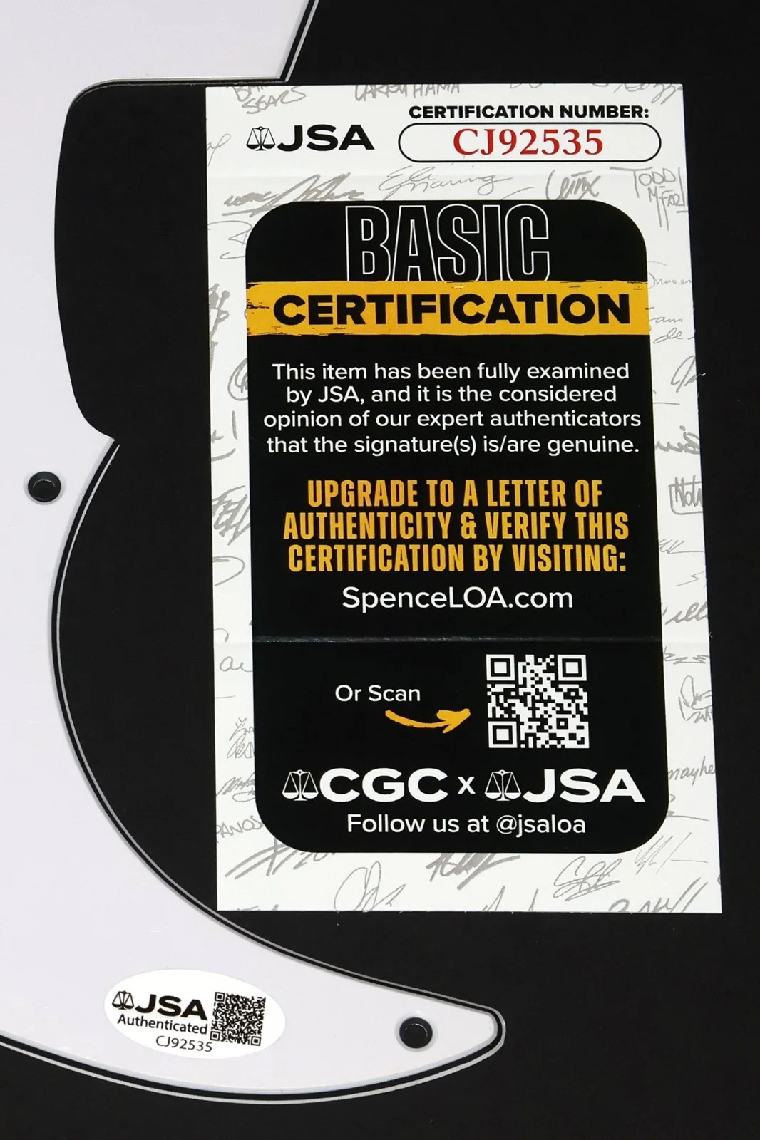 MIKE MCCREADY Hand SIGNED Strat Guitar PICKGUARD + JSA COA Pearl Jam autograph, image 2