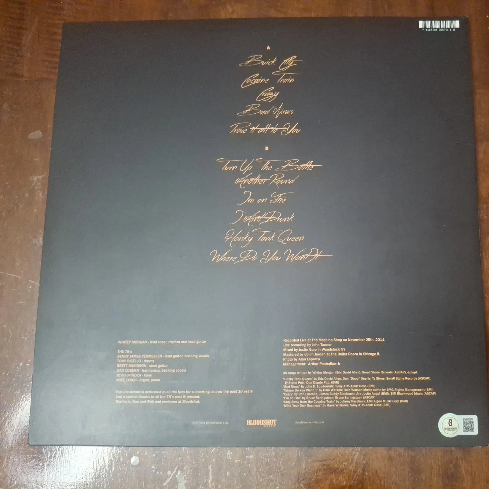 Whitey Morgan and The 78's Signed Autographed Vinyl Beckett Bas COA #BV80286, изображение 3