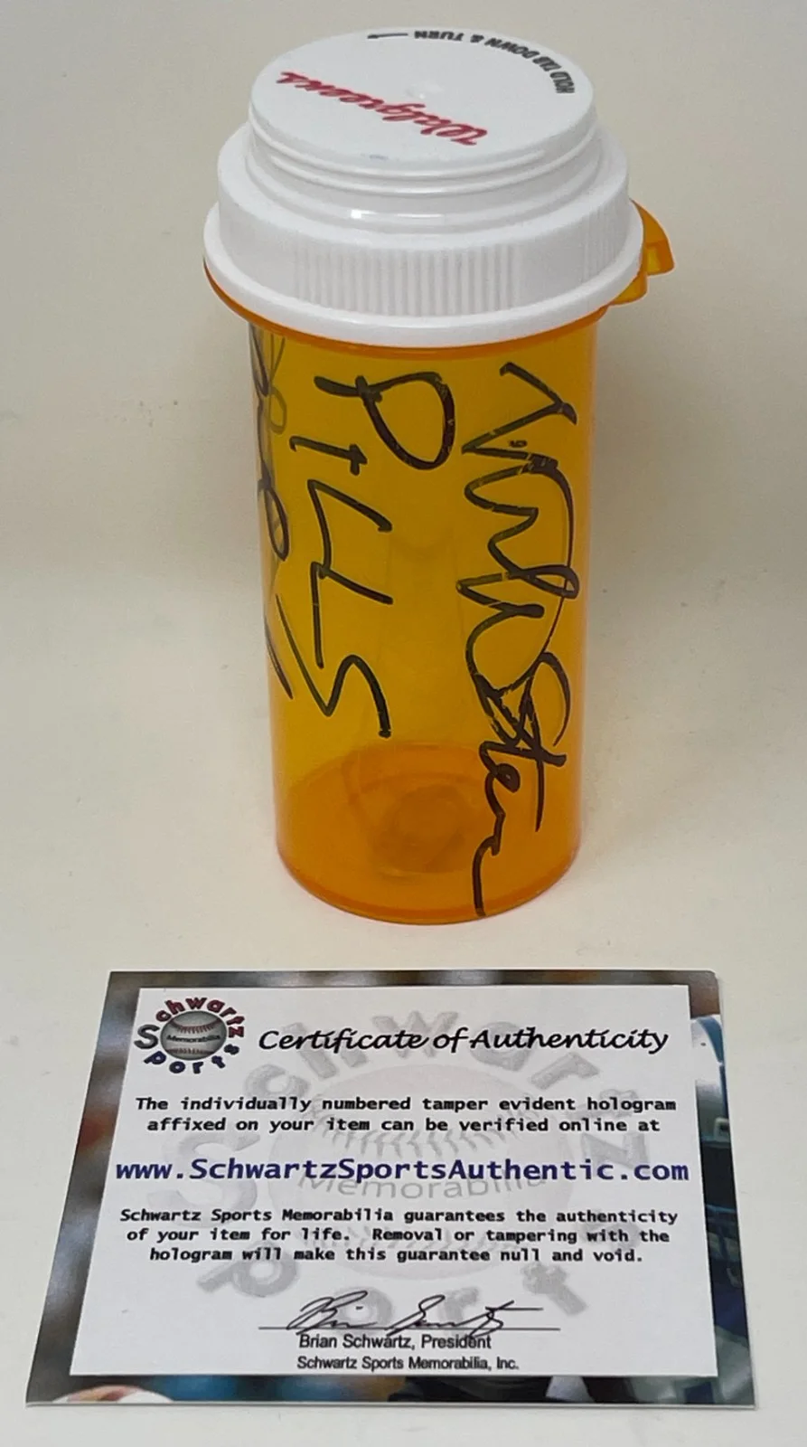 Mike Starr — MIKE STARR Signed Medicine Pill Bottle DUMB AND DUMBER Film Gas Man Schwartz COA