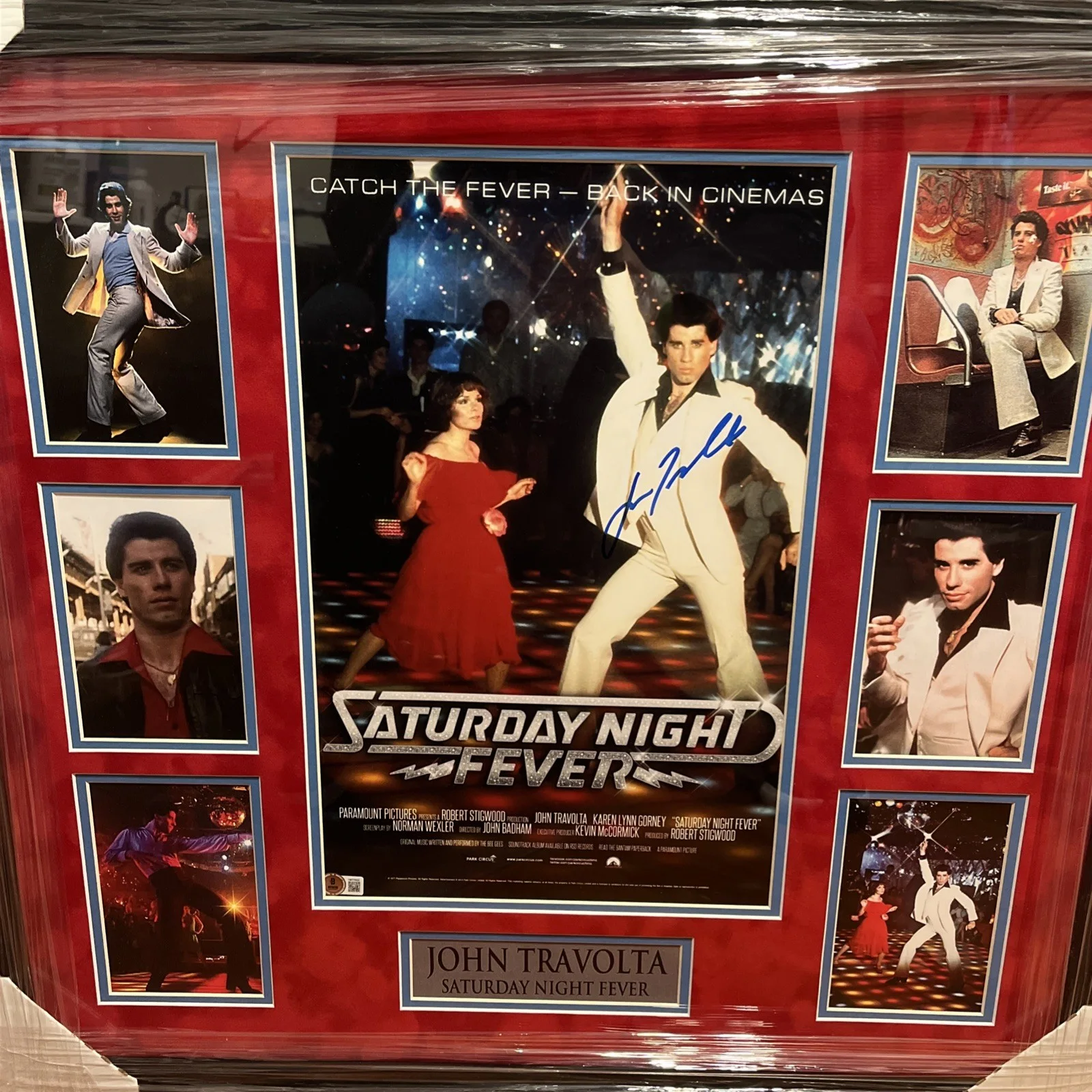 John Travolta — John Travolta autograph 25 X 27” Professionally Framed Beckett, image 2