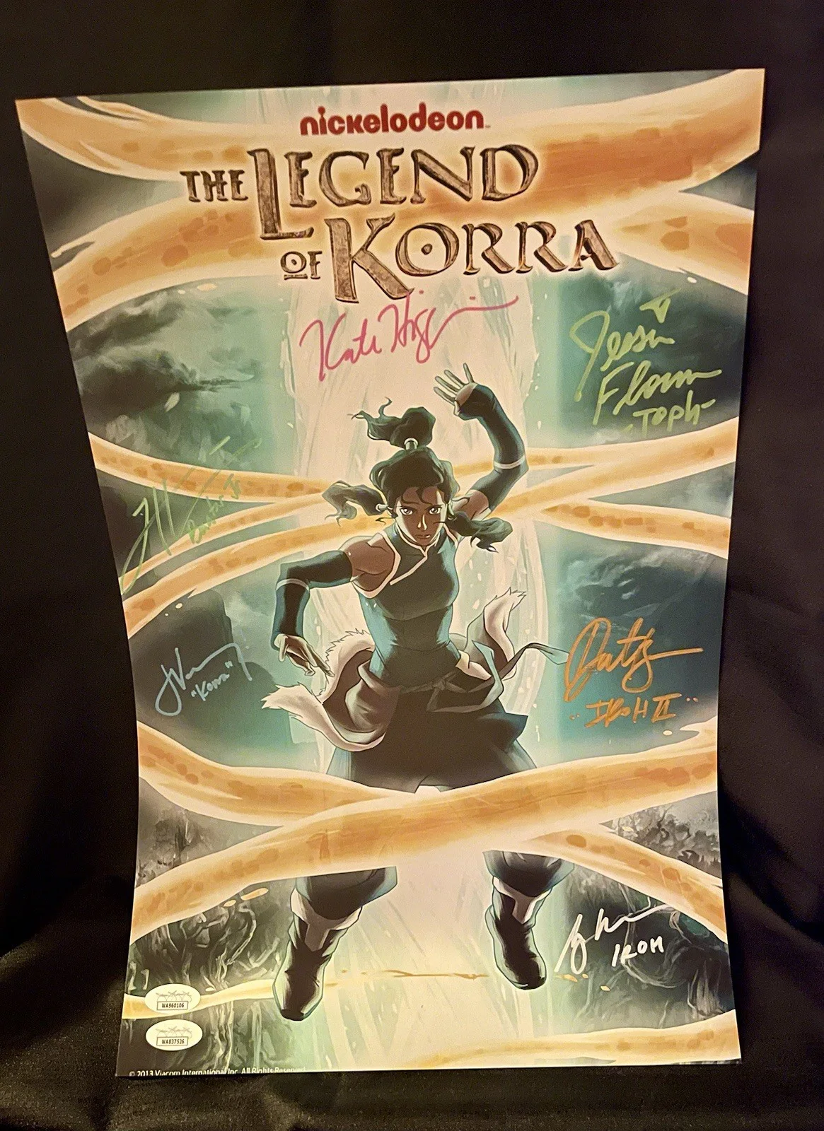 Janet Varney Dante Basco, Jessie flower, Greg Baldwin — The Legend Of Korra Greg Baldwin + 5 Cast 11x14 SignedPoster JSA Varney Basco