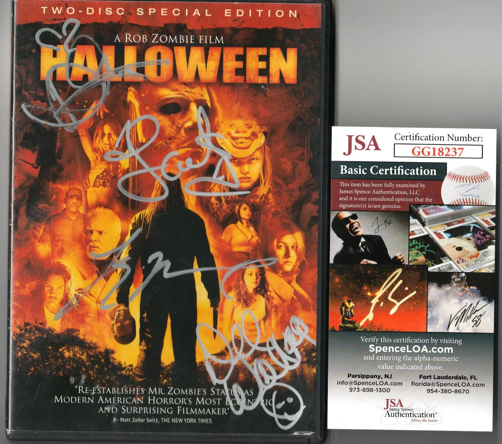 Tyler Mane, Scout Taylor-Compton, Danielle Harris, Dee Wallace — SIGNED ZOMBIE'S HALLOWEEN TYLER MANE TAYLOR HARRIS AUTOGRAPHED DVD JSA # GG18237