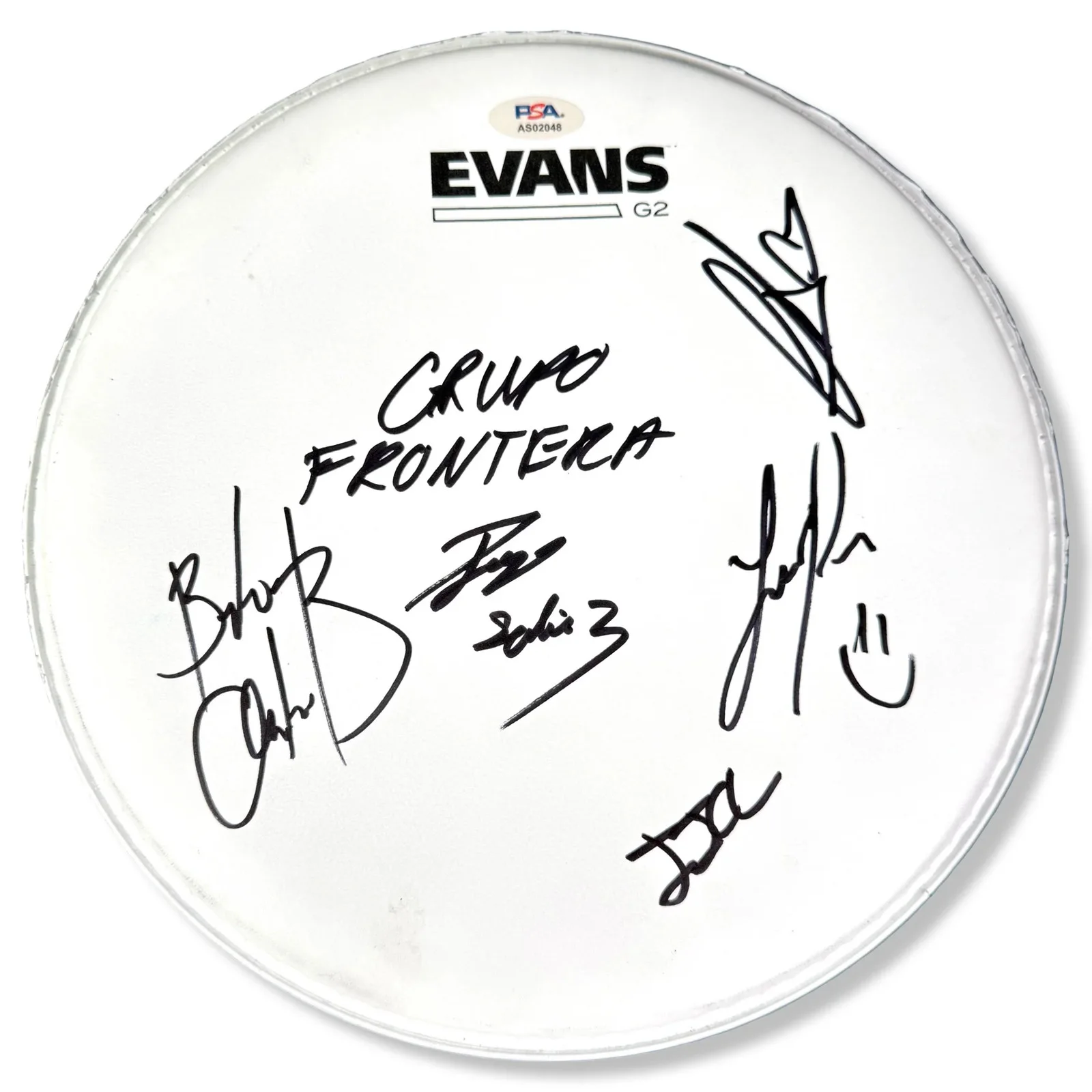 Grupo Frontera Signed Autographed 10” Drumhead PSA/DNA Authenticated, image 2