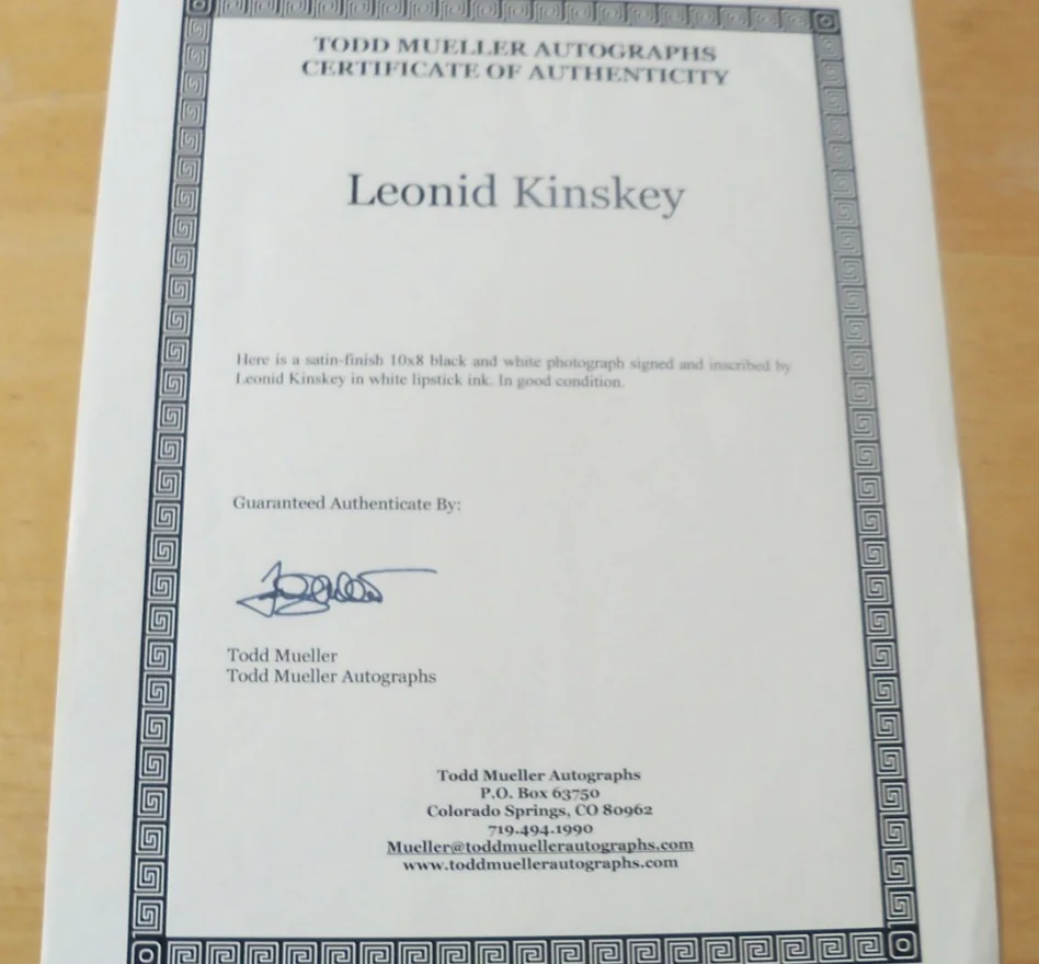 Leonid Kinskey — Leonid Kinskey signed 1936 photo COA Bing Crosby Roy Rogers Frances Farmer, изображение 5