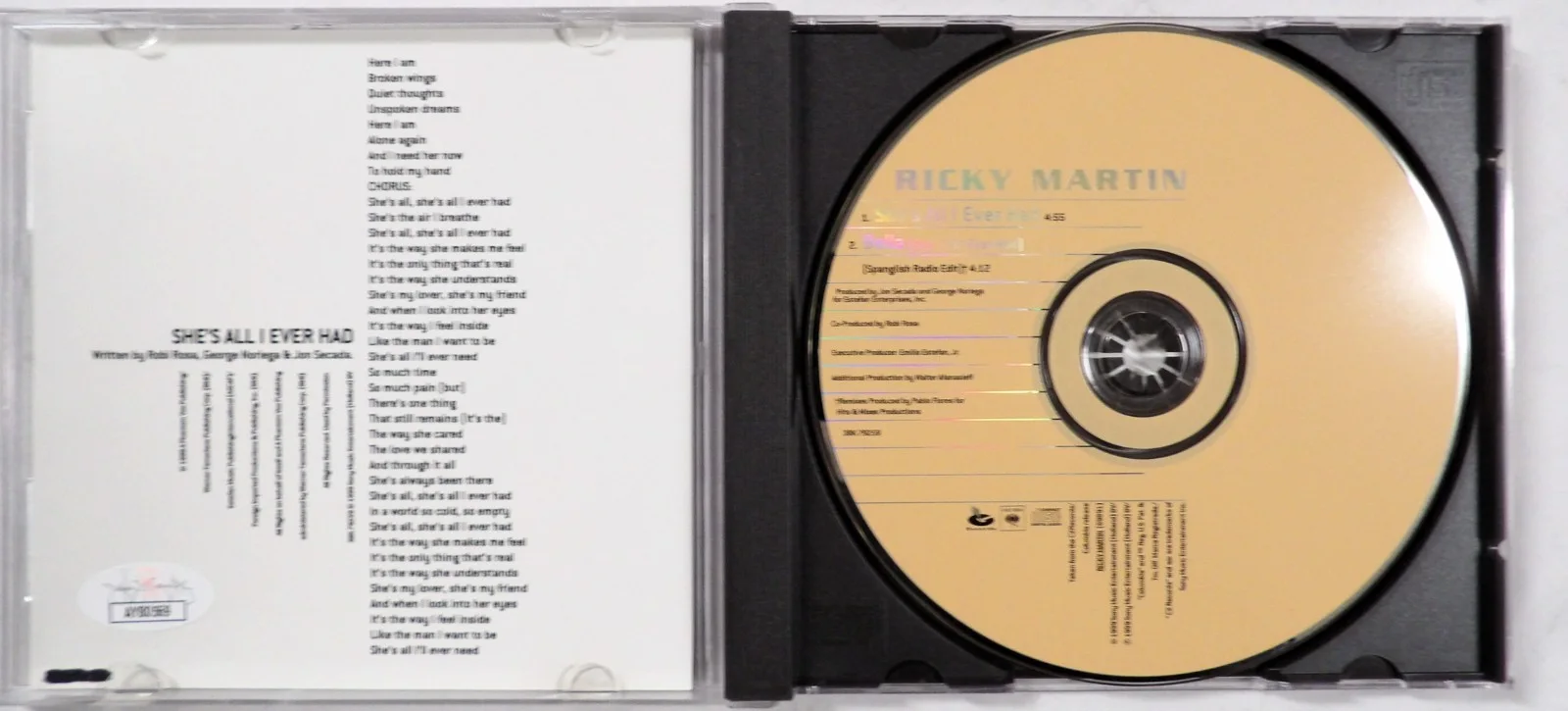 Ricky Martin Signed She's All I Ever Had CD Booklet Cover JSA Authenticated, image 2