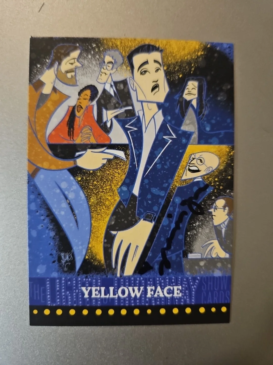 Francis Jue — Francis Jue Signed Lights Of Broadway Card - Yellow Face - Tony Award Winner *