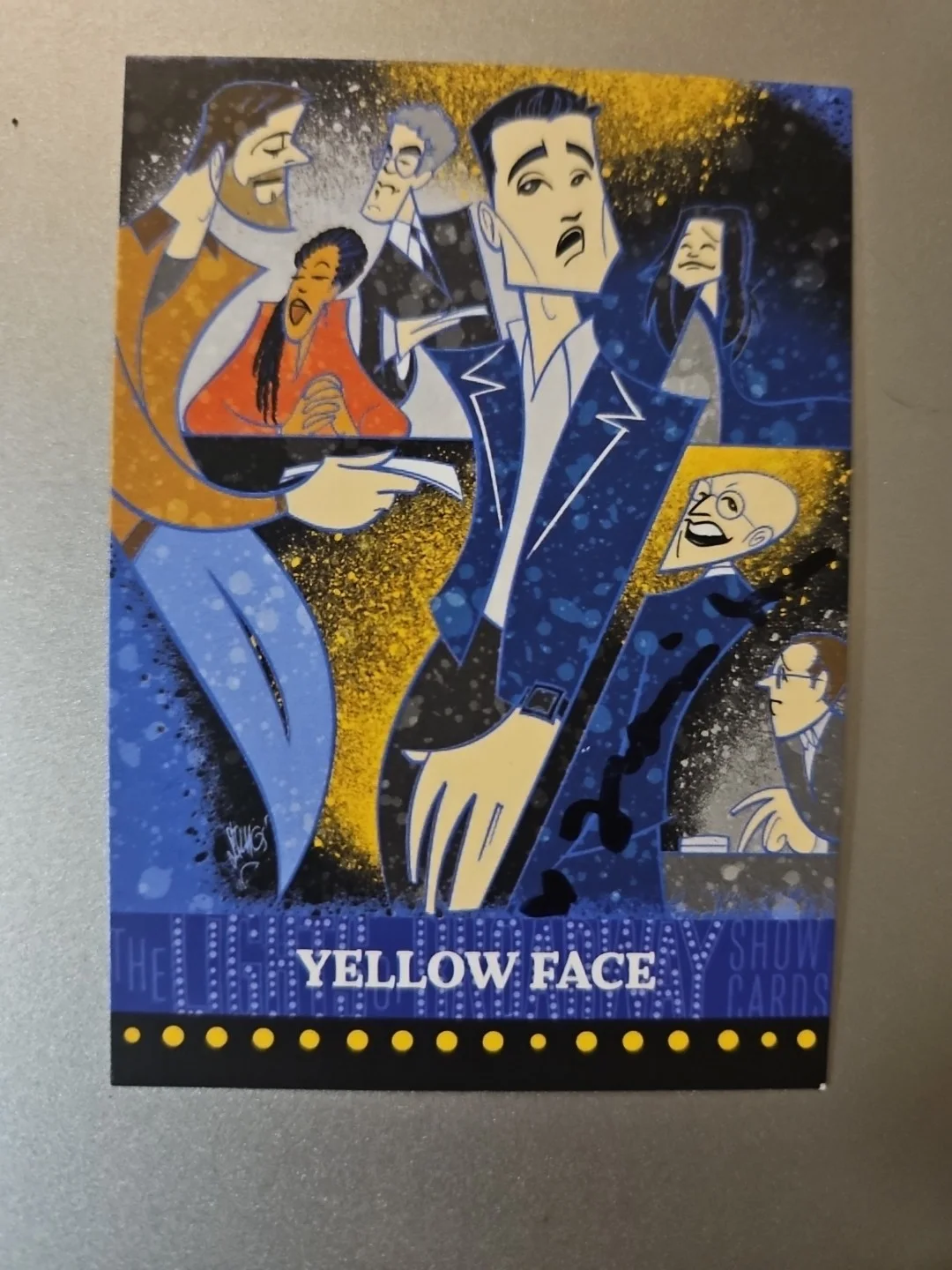 Francis Jue — Francis Jue Signed Lights Of Broadway Card - Yellow Face - Tony Award Winner