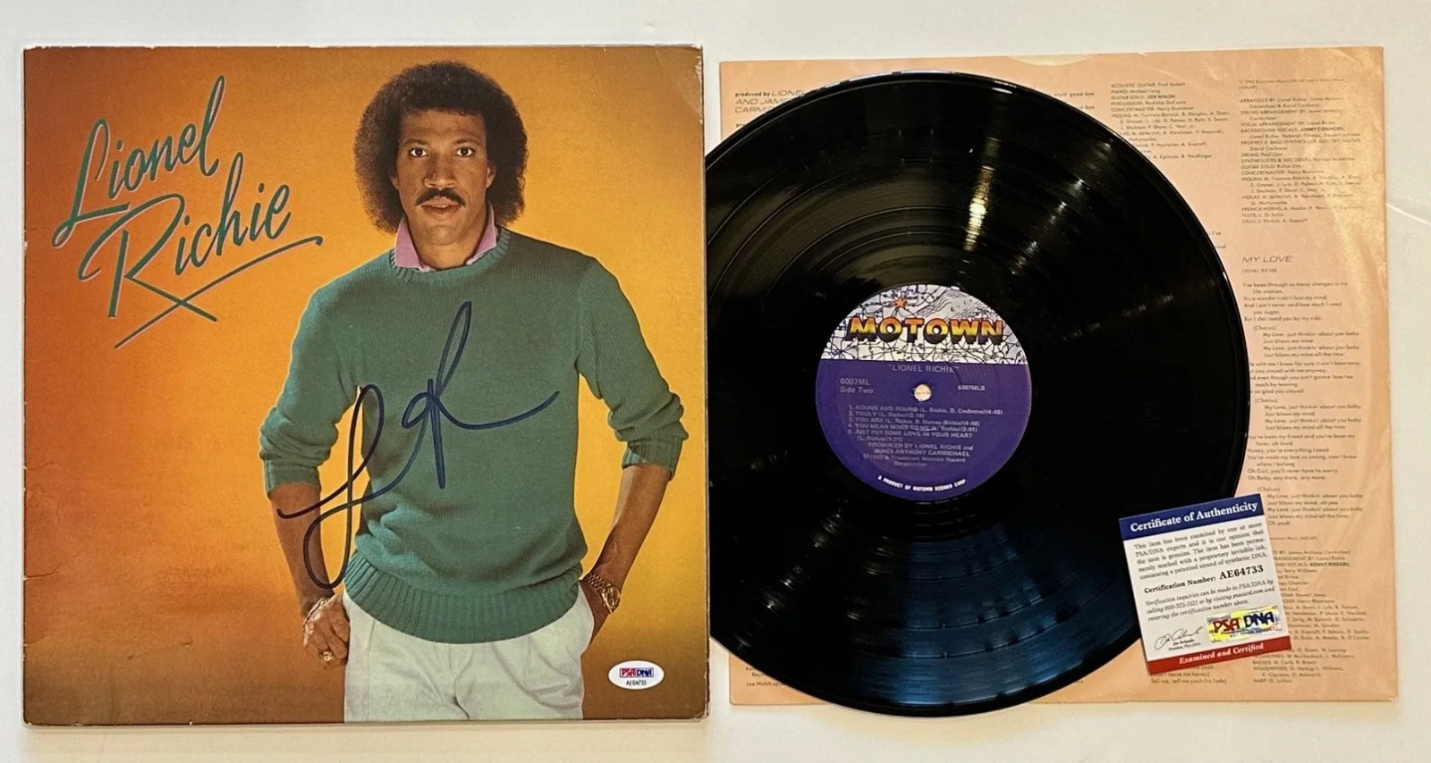 Lionel Richie autographed vinyl record Album LP Signed PSA DNA COA, image 2