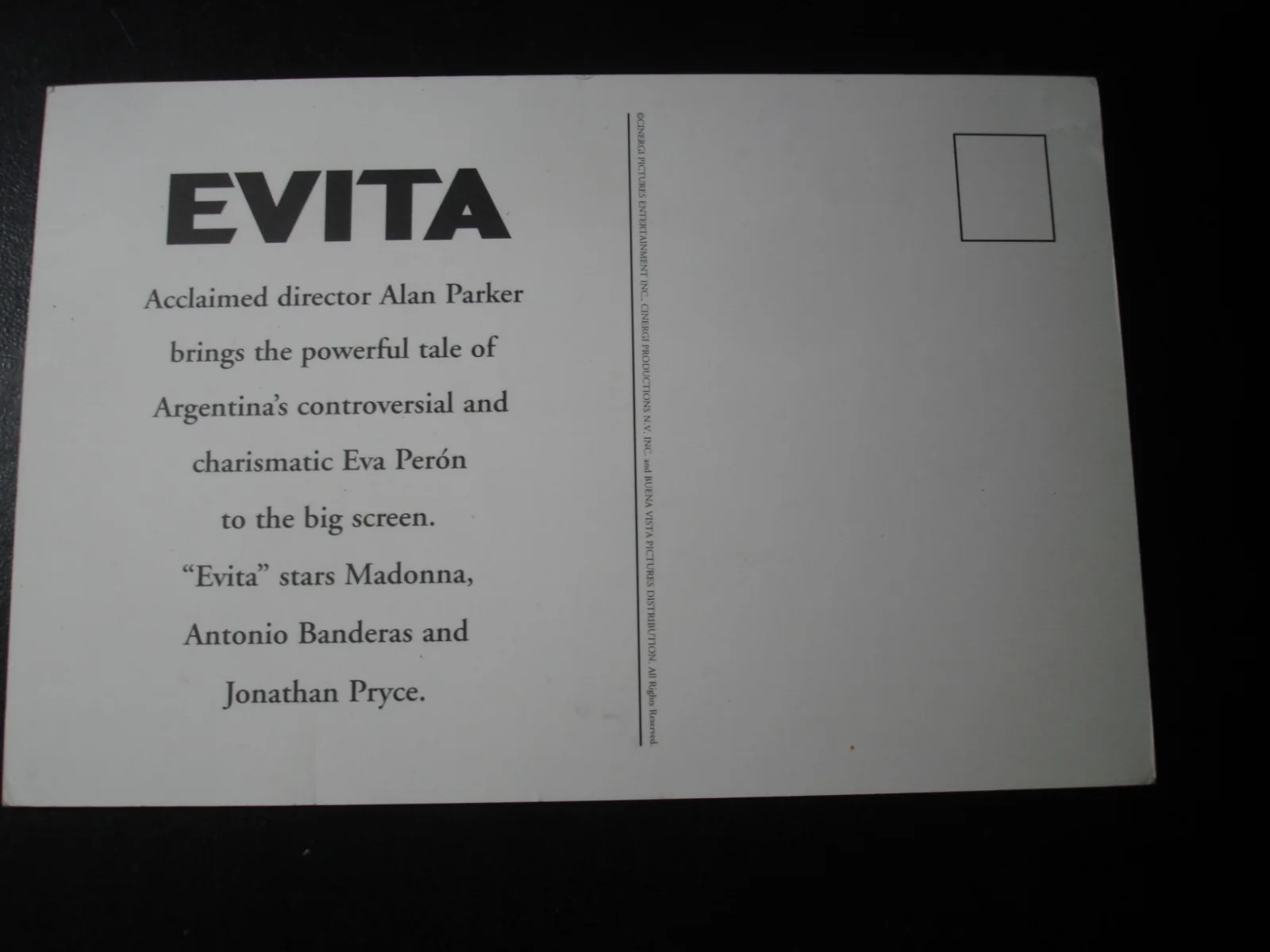 Madonna — SIGNED AUTOGRAPHED MADONNA EVITA PROMOTIONAL POSTCARD, image 2