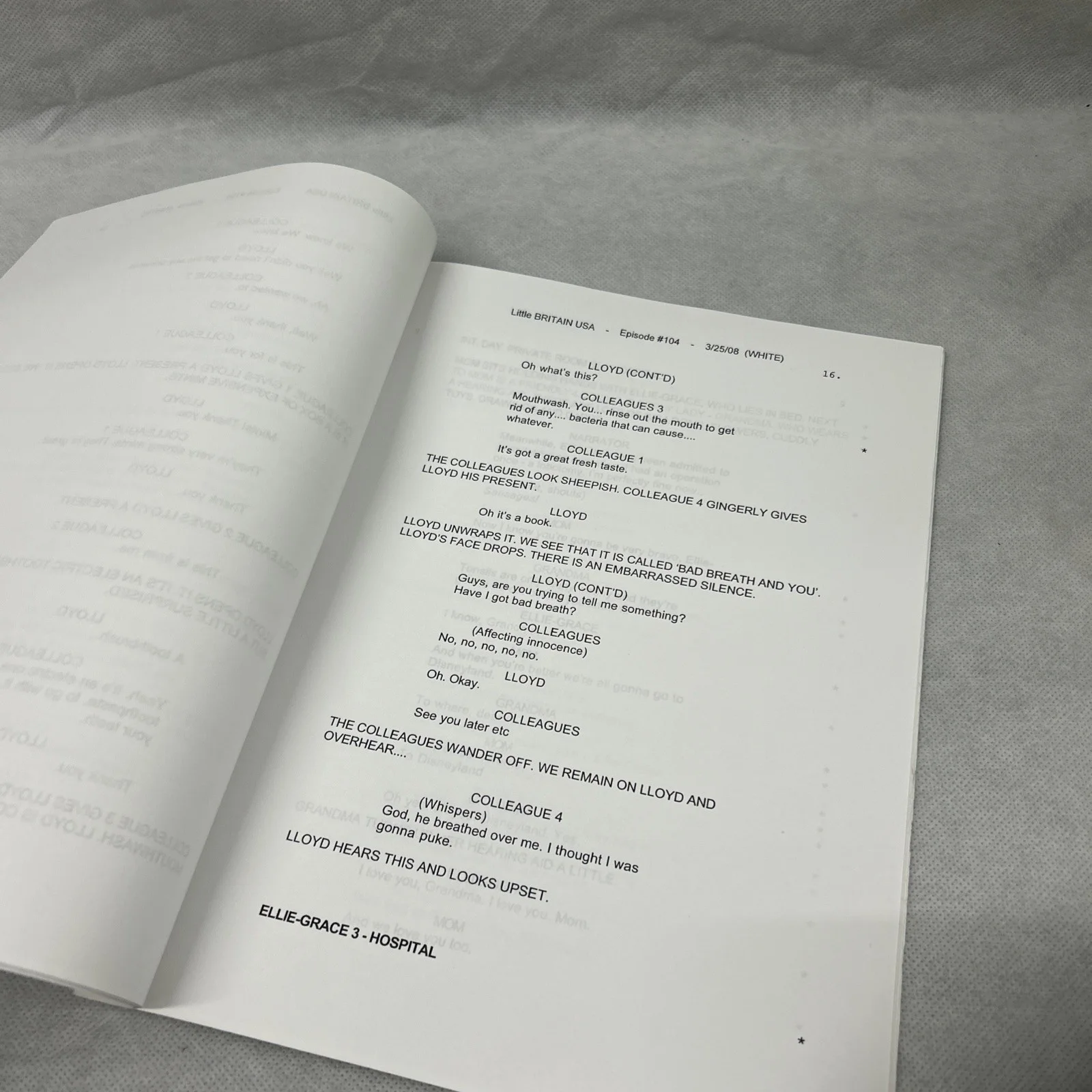 Little Britain USA Ep 104 Production Used Script HBO Series Prop COA Rare 2008, image 5