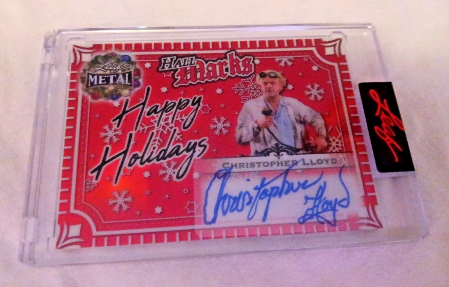CHRISTOPHER LLOYD — CHRISTOPHER LLOYD 2025 Leaf metal HAPPY HOLIDAYS Autograph/Auto/signed 1/2, image 3