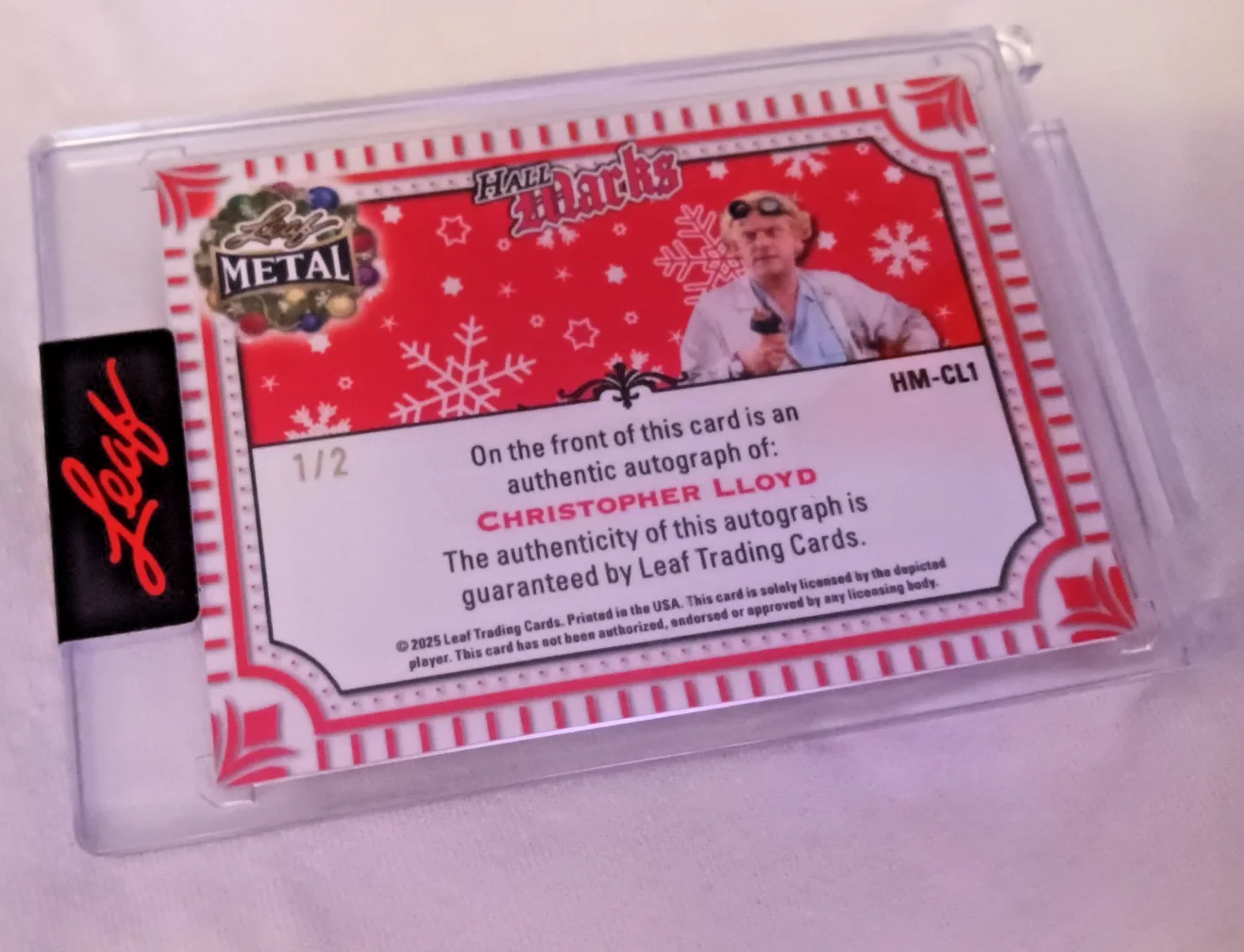 CHRISTOPHER LLOYD — CHRISTOPHER LLOYD 2025 Leaf metal HAPPY HOLIDAYS Autograph/Auto/signed 1/2, image 4
