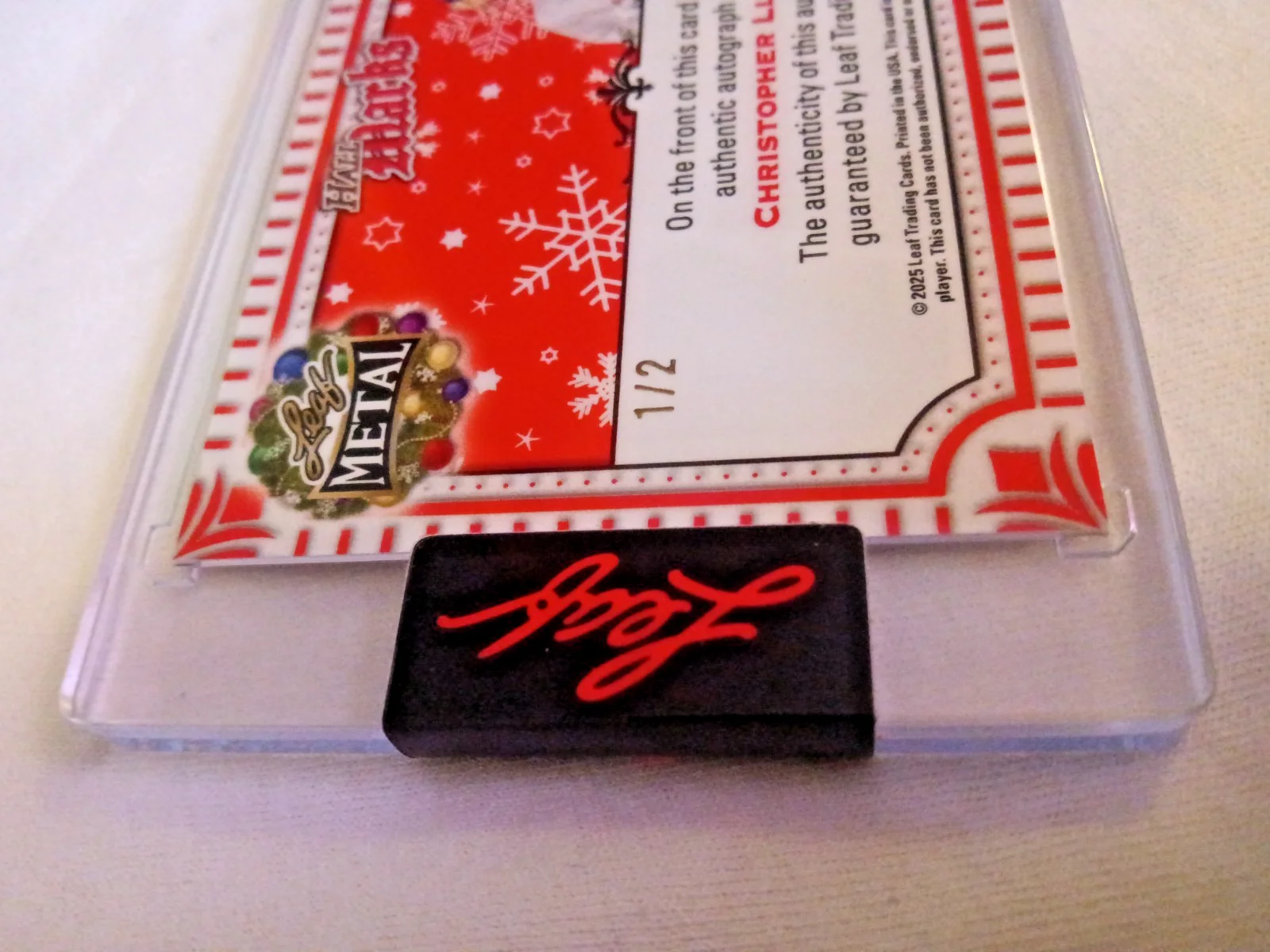 CHRISTOPHER LLOYD — CHRISTOPHER LLOYD 2025 Leaf metal HAPPY HOLIDAYS Autograph/Auto/signed 1/2, image 5