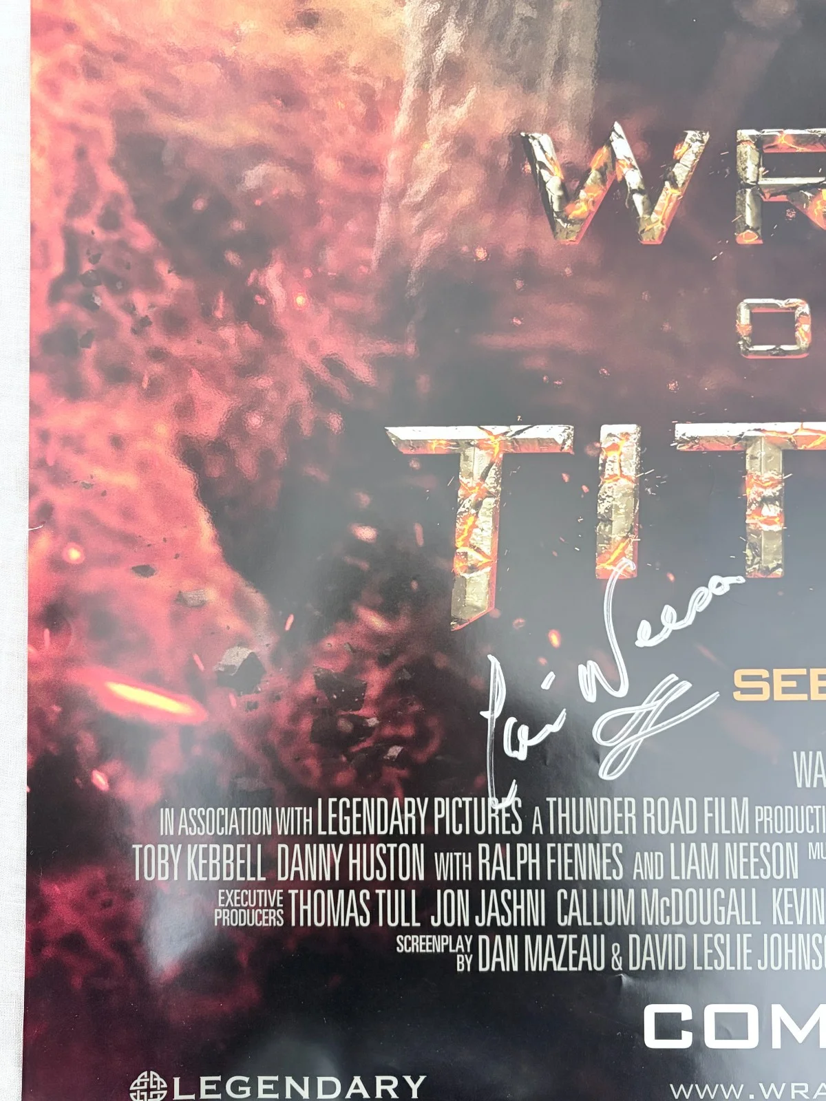 Liam Neeson — Wrath of the Titans x4 Cast Signed Poster D/S 27x40 Liam Neeson Sam Worthington, image 2