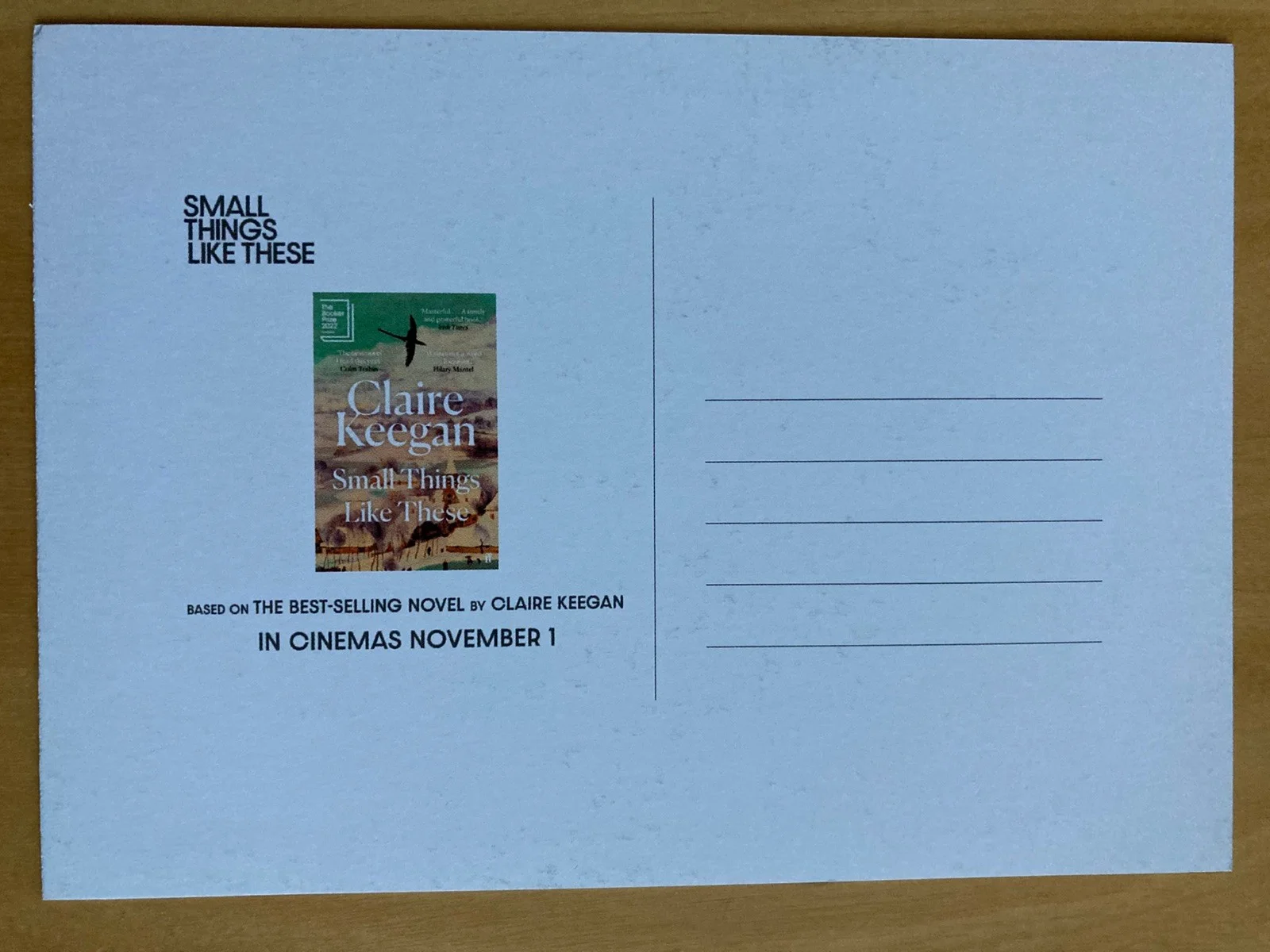 Small Things Like These promotional postcard, image 2