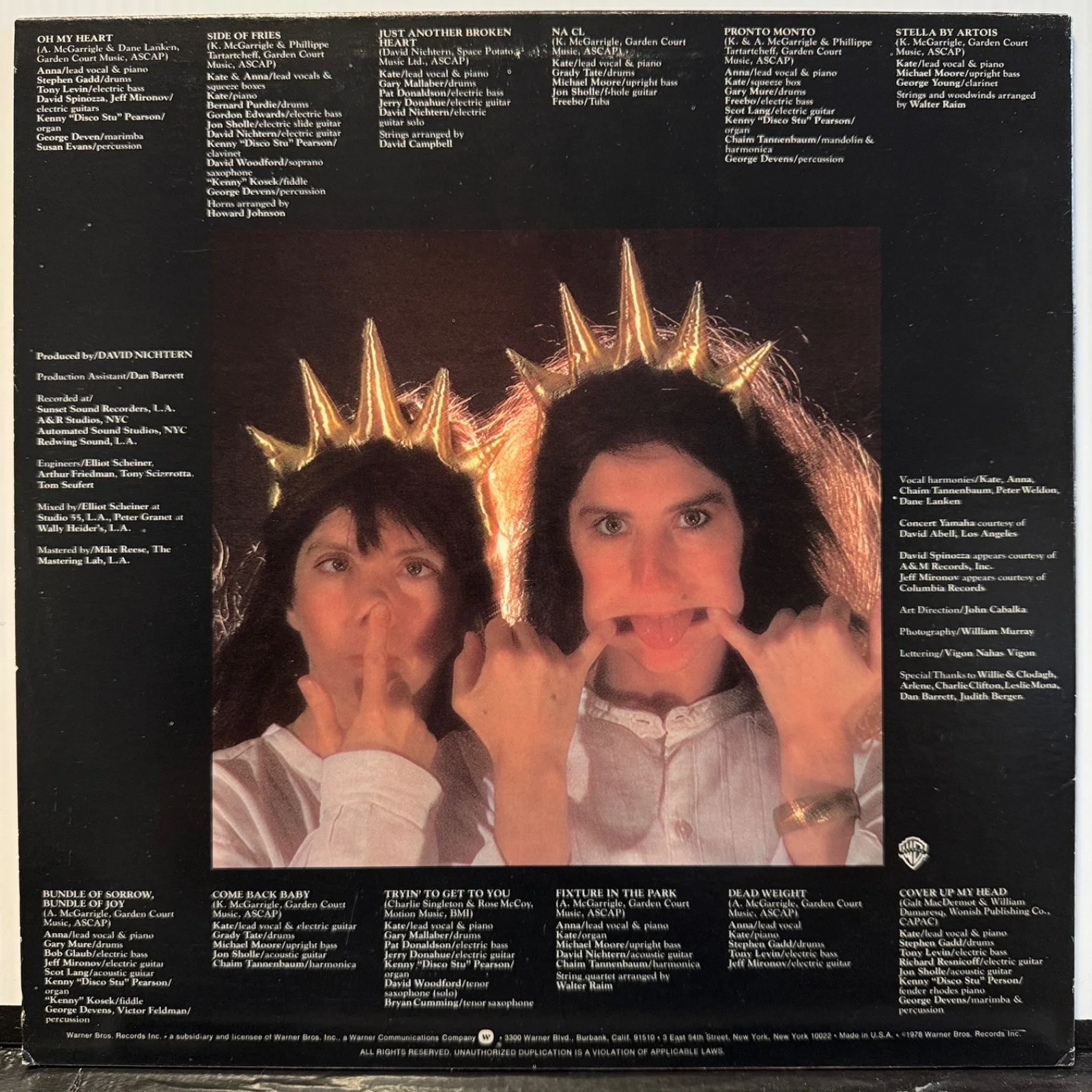 KATE & ANNA McGARRIGLE "Pronto Monto" AUTOGRAPHED TO MIRO - USA WB VINYL LP VG+, изображение 3