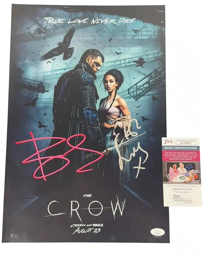 Bill Skarsgard & FKA twigs — Bill Skarsgard & FKA twigs signed 12x18 Poster Eric Draven JSA Authentication