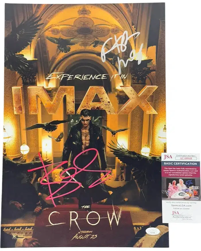 Bill Skarsgard & FKA twigs — Bill Skarsgard & FKA twigs signed 12x18 Poster Eric Draven JSA Authentication