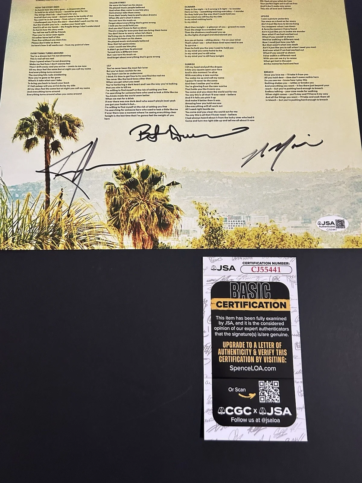 DOGSTAR KEANU REEVES AUTOGRAPHED/SIGNED VINYL INSERT PAGE *JSA COA*, image 2
