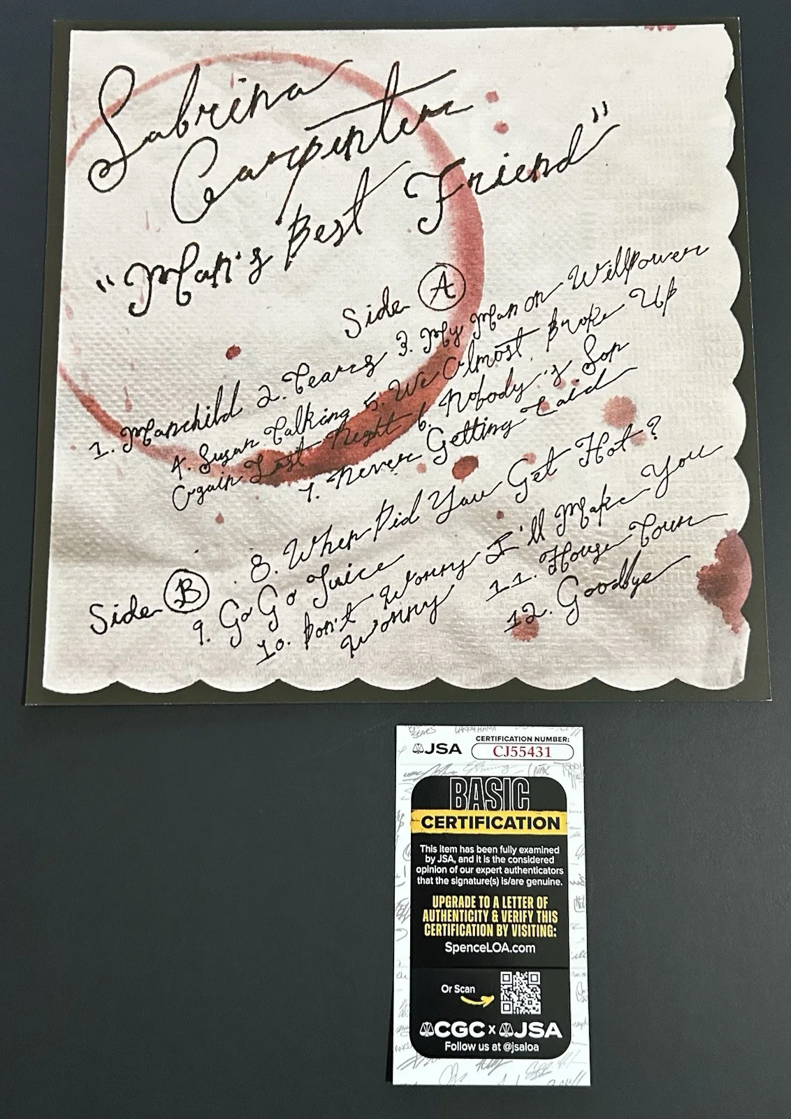 SABRINA CARPENTER "Man's Best Friend" AUTOGRAPHED/SIGNED VINYL INSERT *JSA COA*, image 4