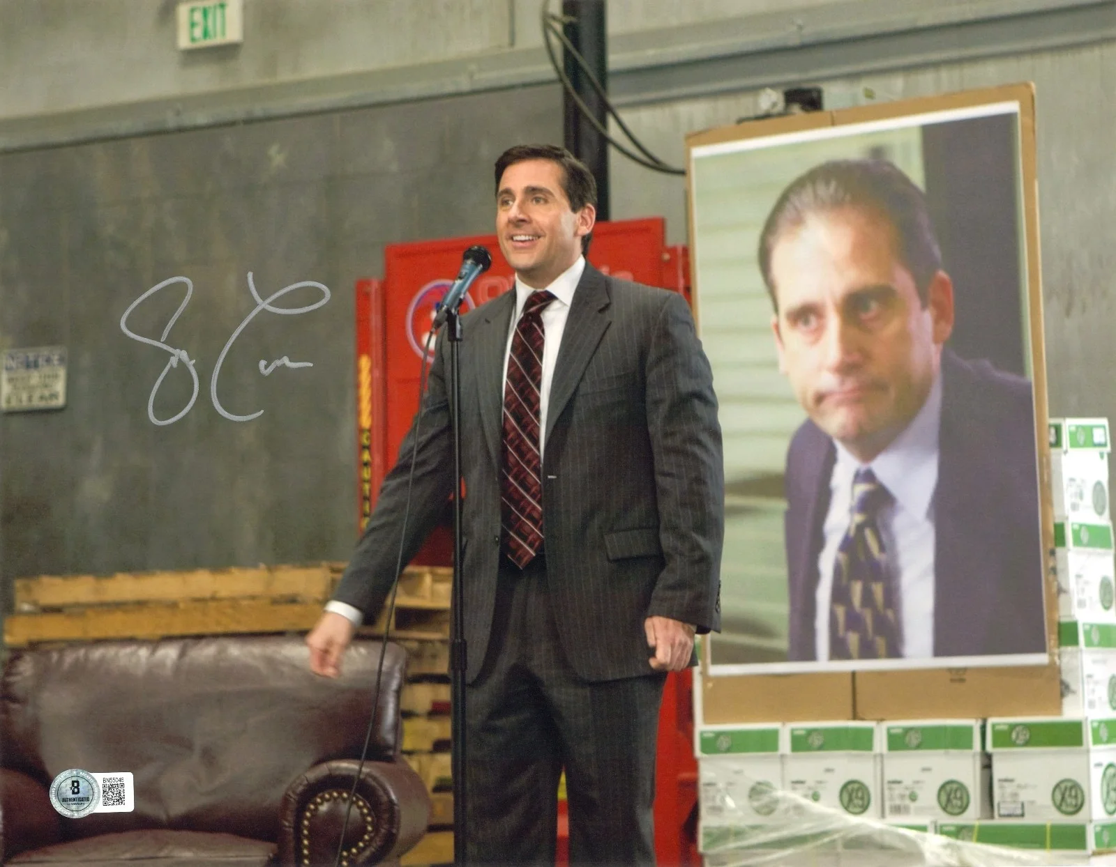 STEVE CARELL — STEVE CARELL SIGNED AUTOGRAPH THE OFFICE 11X14 PHOTO BECKETT BAS MICHAEL SCOTT