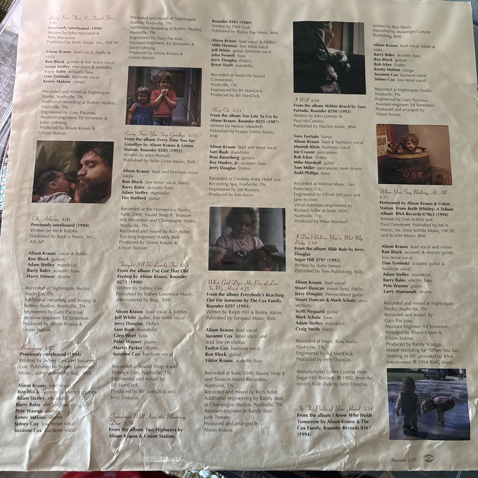 Alison Krauss Signed Inscribed LP Now That I've Found You w/ insert Water Damage, изображение 4