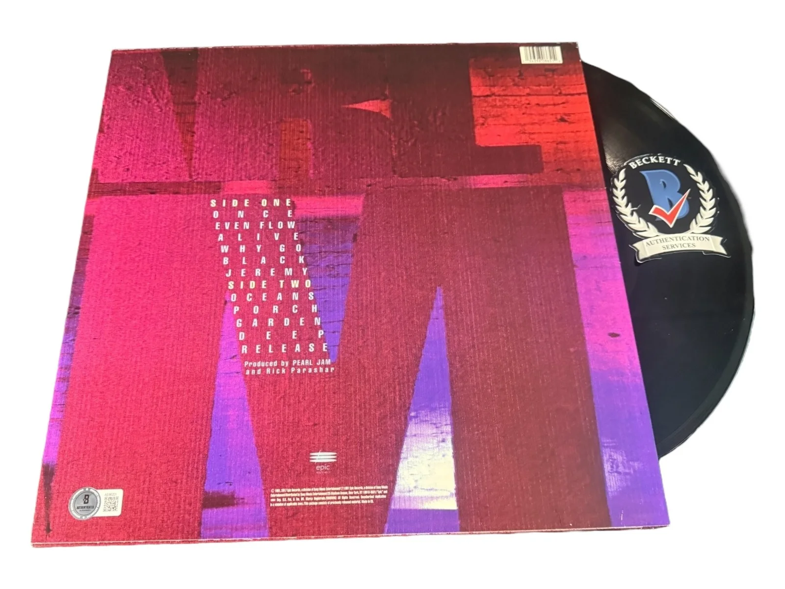 EDDIE VEDDER SIGNED AUTOGRAPH PEARL JAM TEN LEGACY EDITION LP VINYL BAS BECKETT, image 2