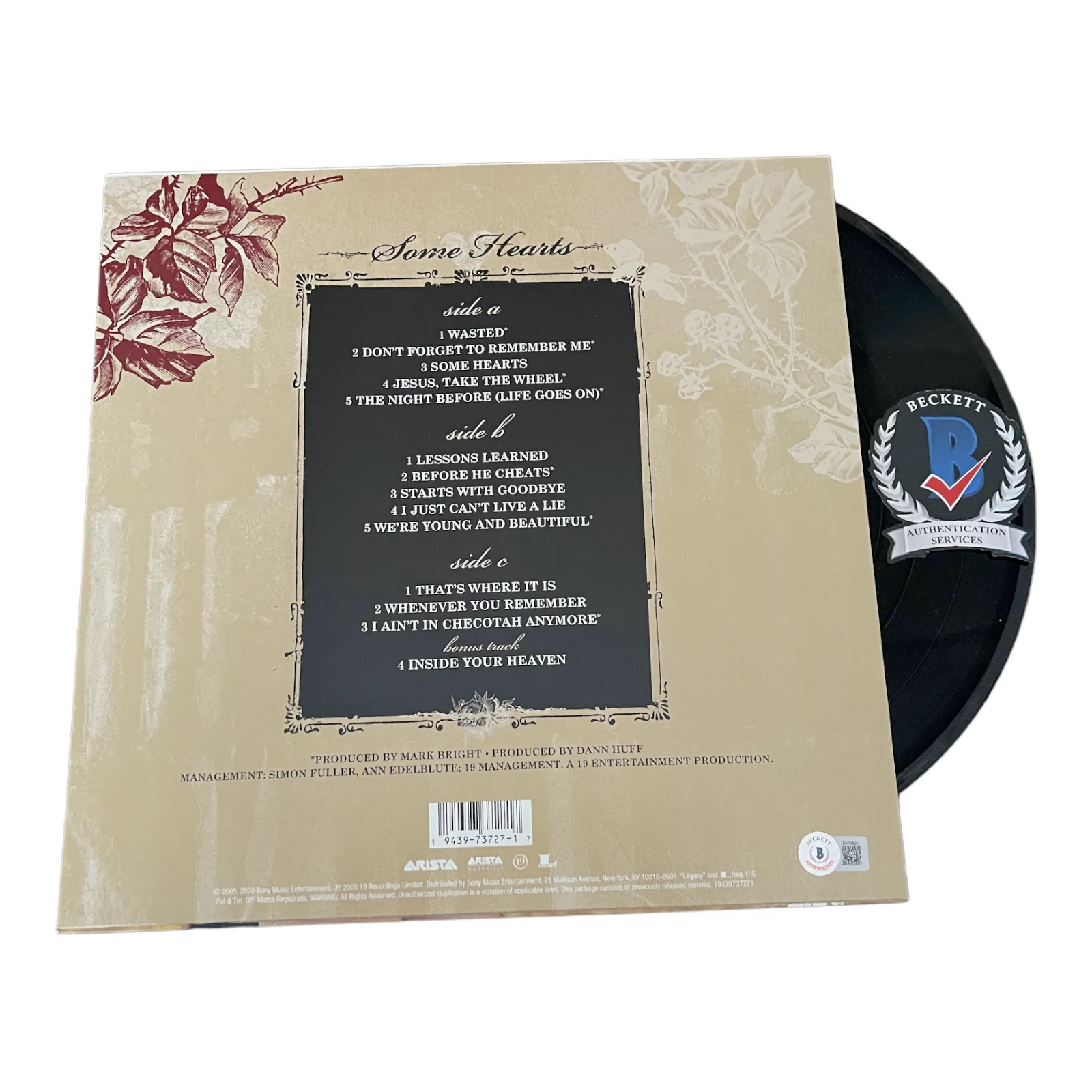 CARRIE UNDERWOOD SIGNED AUTOGRAPH SOME HEARTS ALBUM LP VINYL BECKETT BAS, изображение 2