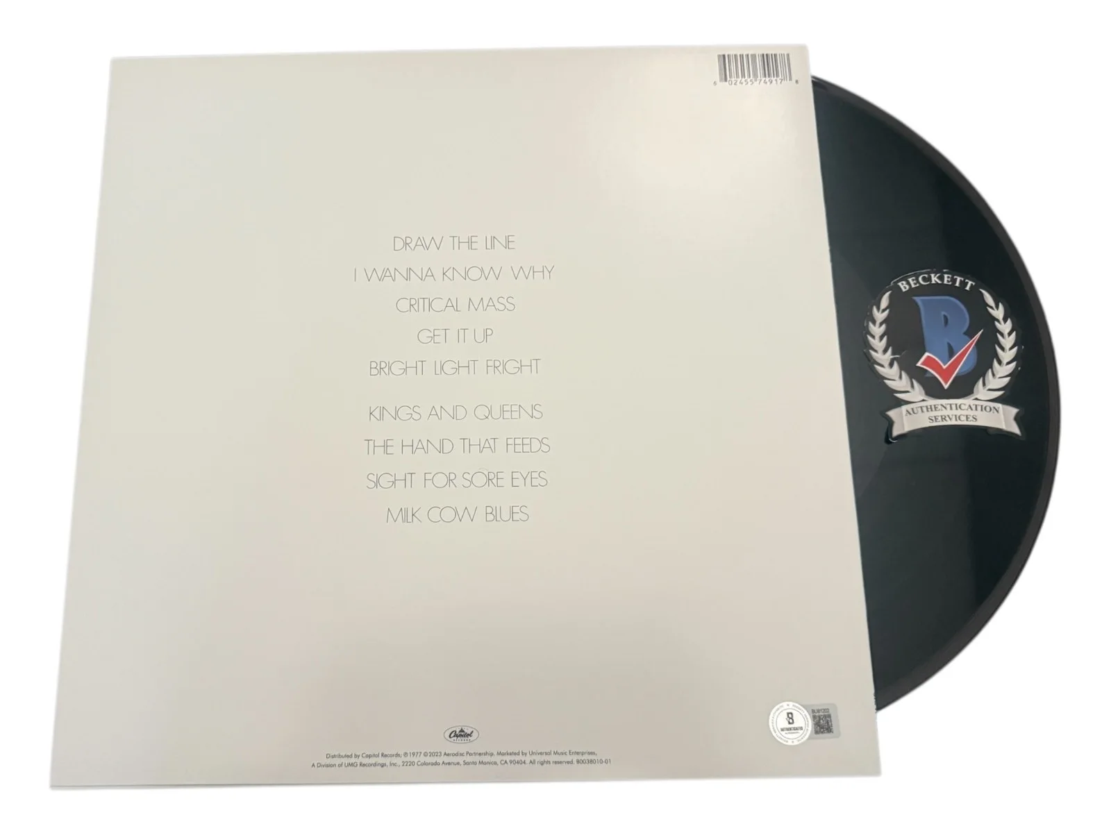 STEVEN TYLER SIGNED AUTOGRAPH AEROSMITH DRAW THE LINE ALBUM LP VINYL BAS BECKETT, изображение 2