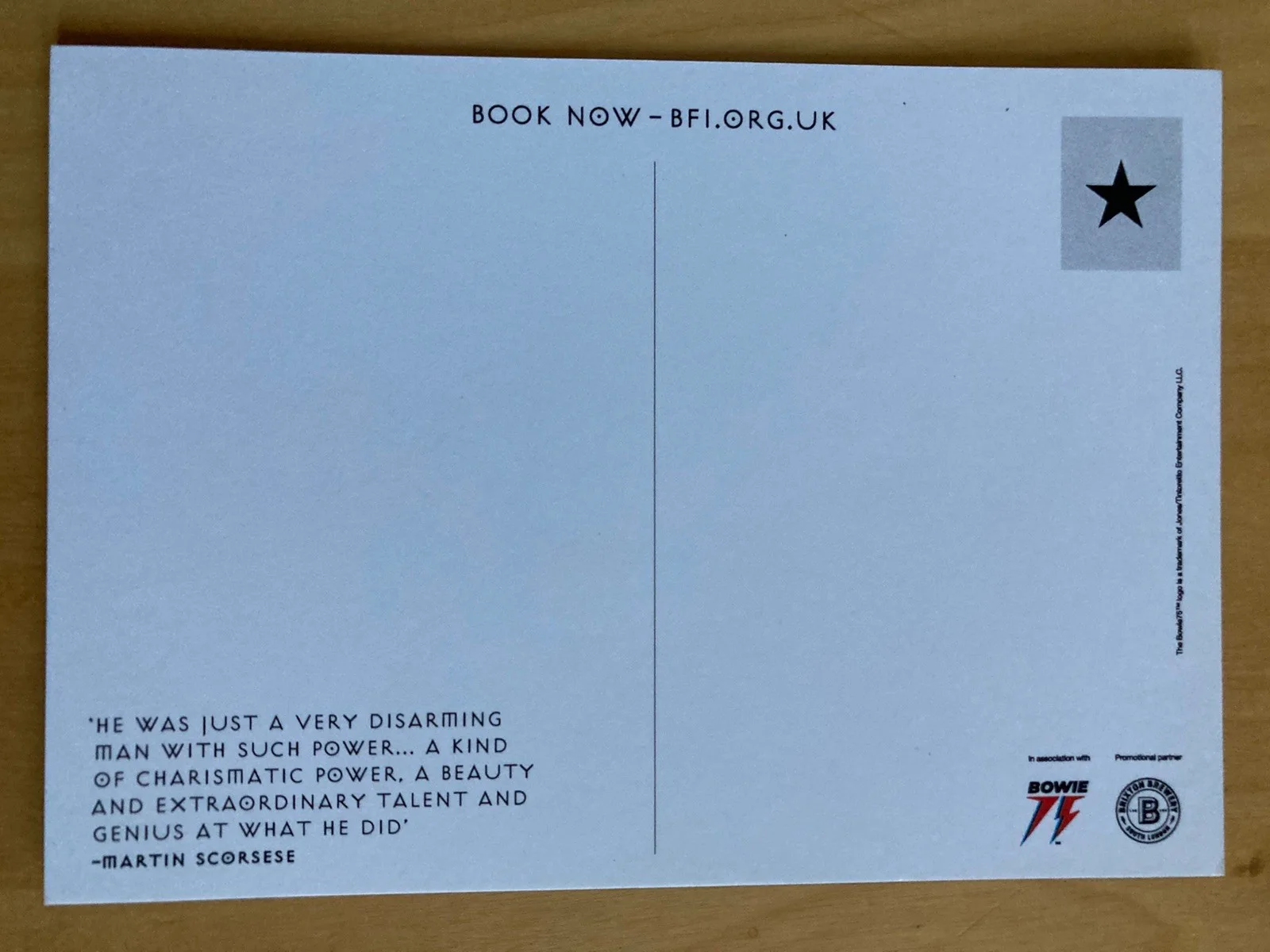 BFI Bowie- Starman and the Silver Screen promotional postcard, изображение 2