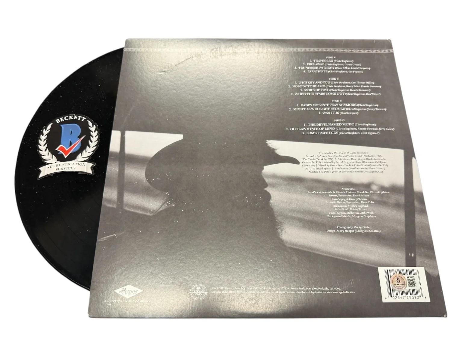 CHRIS STAPLETON SIGNED AUTOGRAPH TRAVELLER LP VINYL BECKETT BAS, image 2