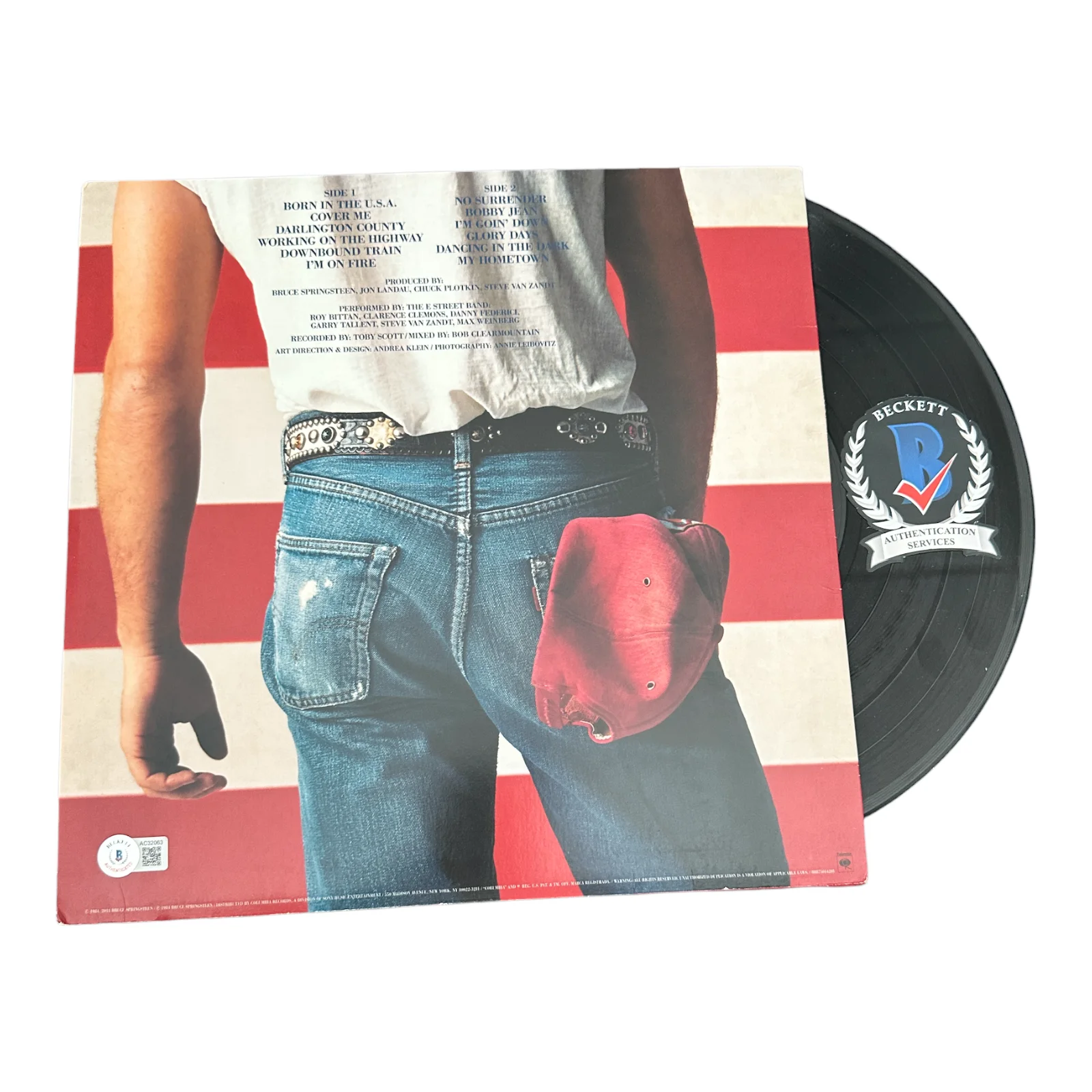 BRUCE SPRINGSTEEN SIGNED AUTOGRAPH BORN IN THE USA LP VINYL BECKETT BAS THE BOSS, image 2
