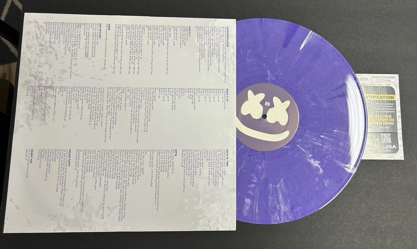 MARSHMELLO SIGNED SHOCKWAVE LP PURPLE VINYL RECORD ALBUM AUTOGRAPHED/SIGNED JSA, изображение 5