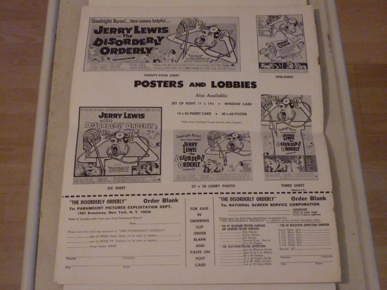 Jerry Lewis THE DISORDERLY ORDERLY VINTAGE RARE PRESS BOOK MANUAL 1964, image 2