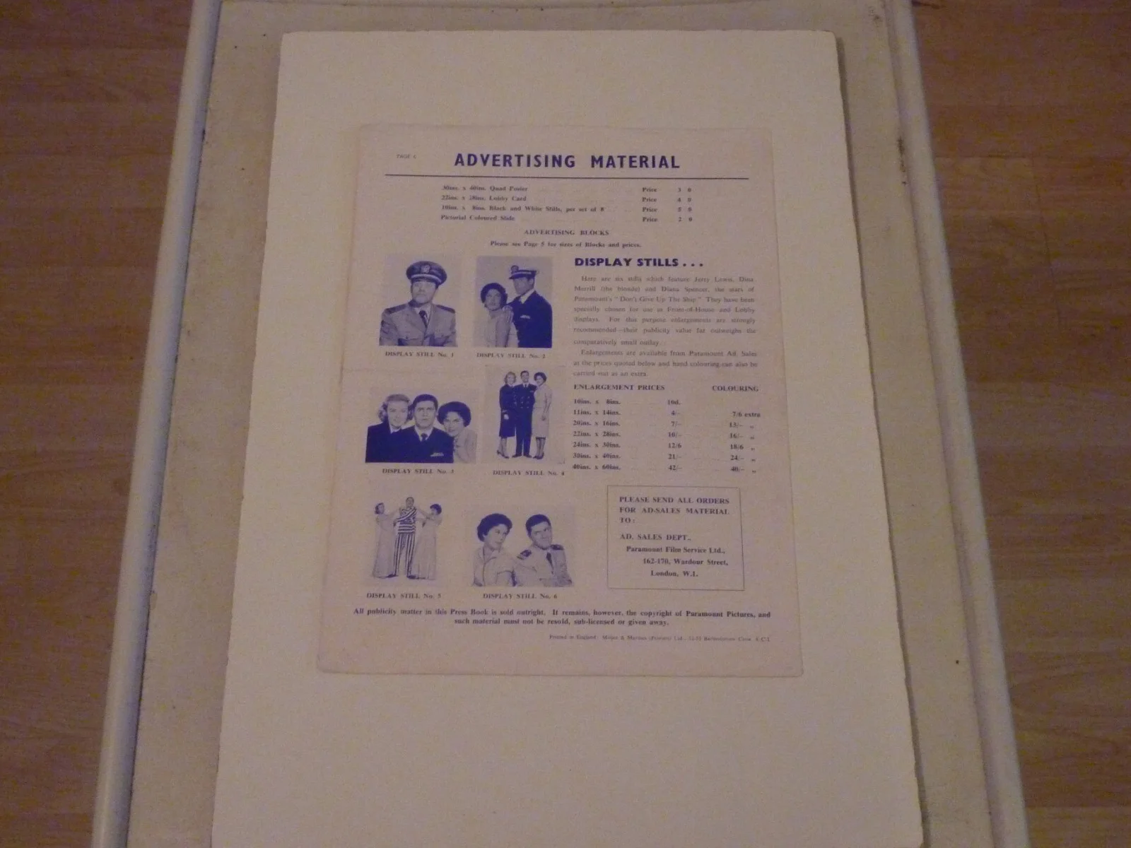 Jerry Lewis DON'T GIVE UP THE SHIP VINTAGE RARE PRESS BOOK 1959, изображение 2