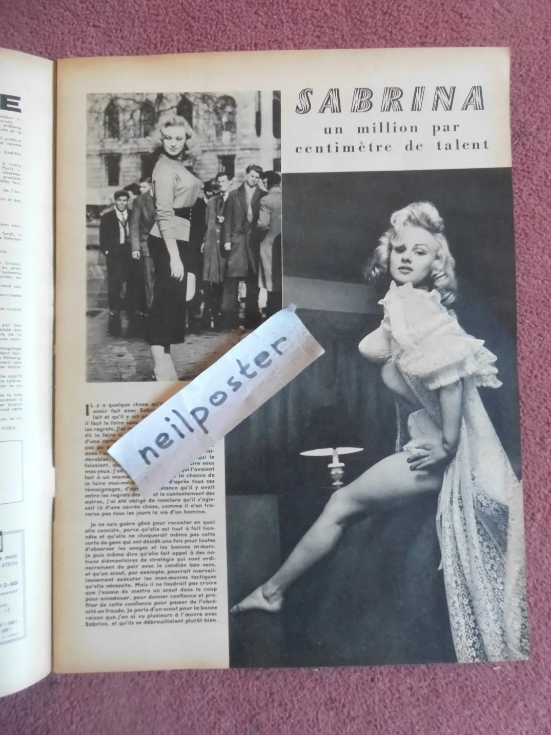 FROU FROU (1950s) French mag BRIGITTE BARDOT, SABRINA, NADJA TILLER, изображение 2