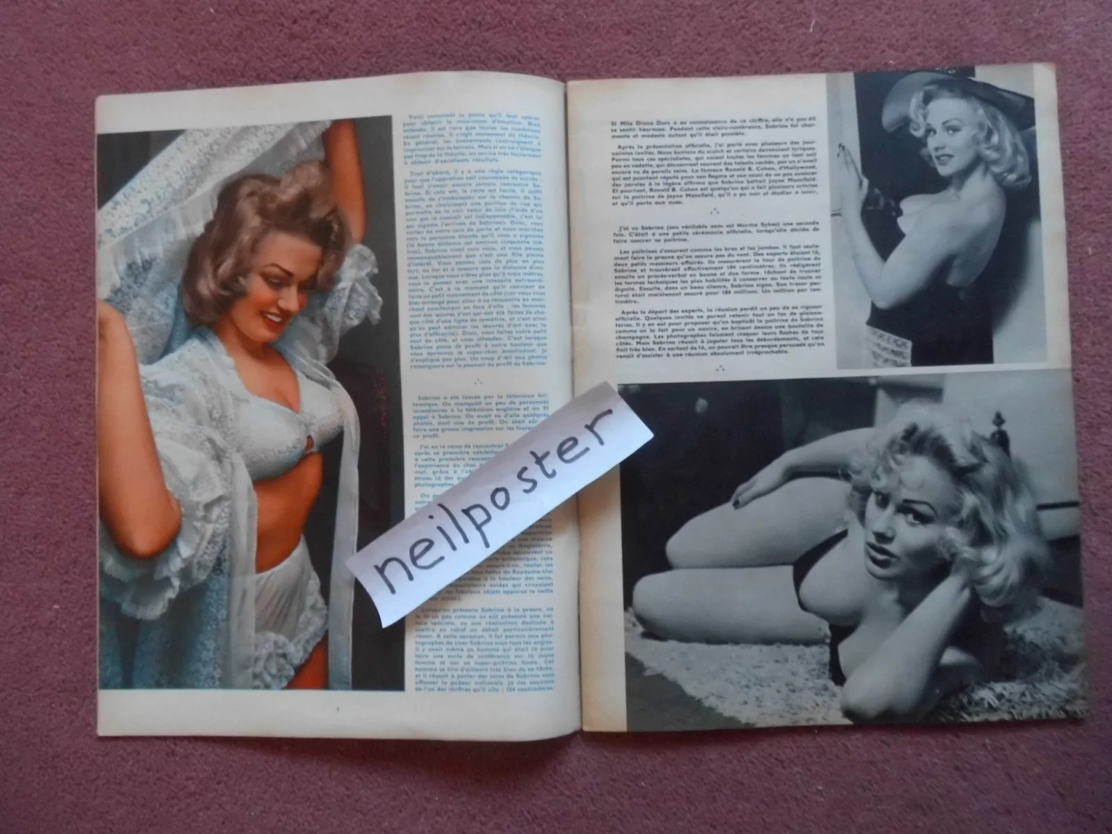 FROU FROU (1950s) French mag BRIGITTE BARDOT, SABRINA, NADJA TILLER, изображение 3