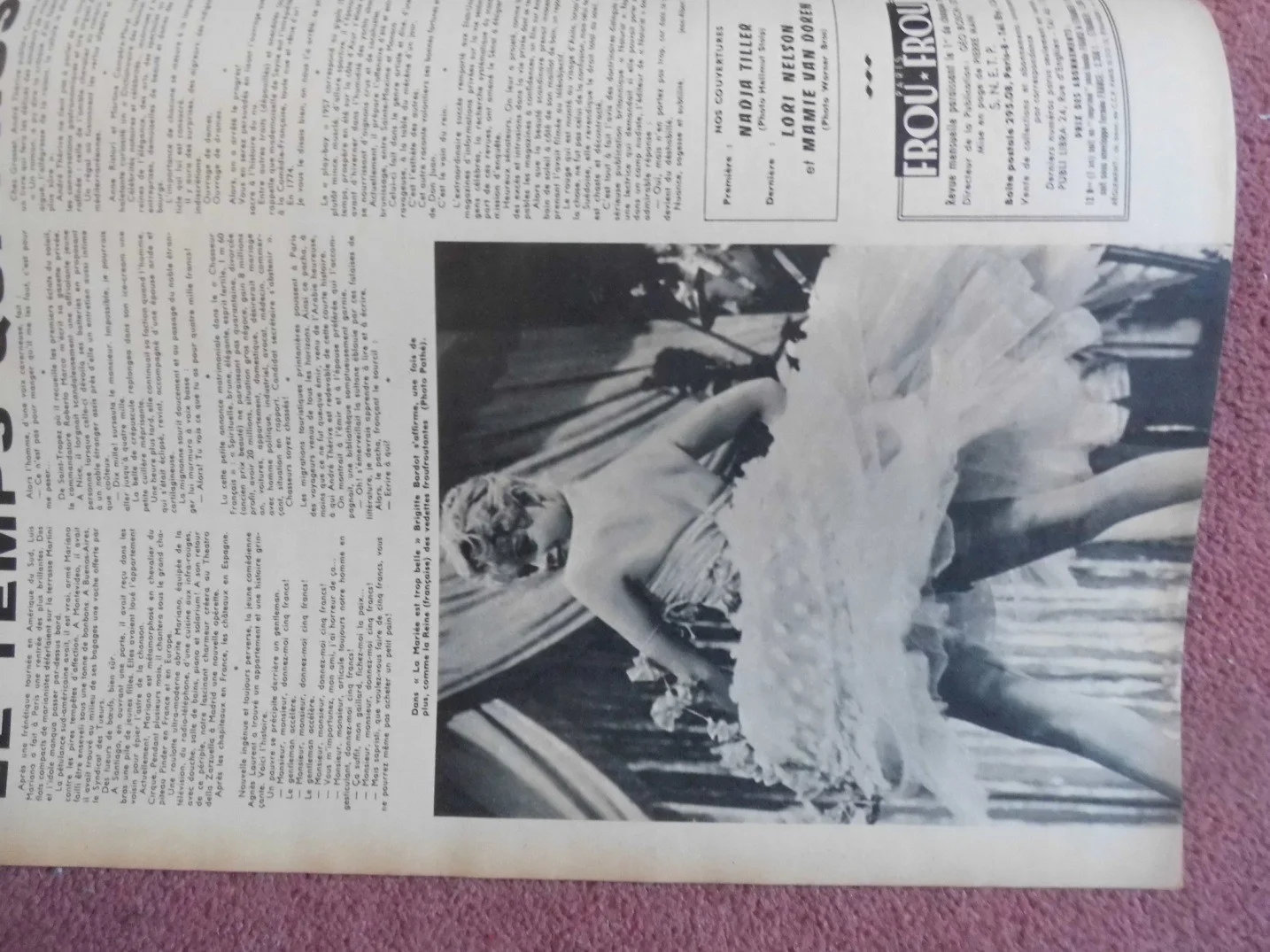 FROU FROU (1950s) French mag BRIGITTE BARDOT, SABRINA, NADJA TILLER, изображение 4