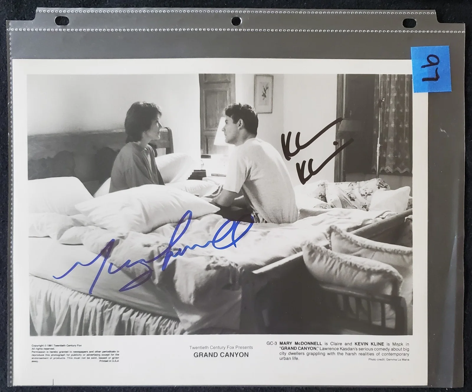 Mary McDonnell Kevin Kline Autograph 8x10 Photograph, image 3