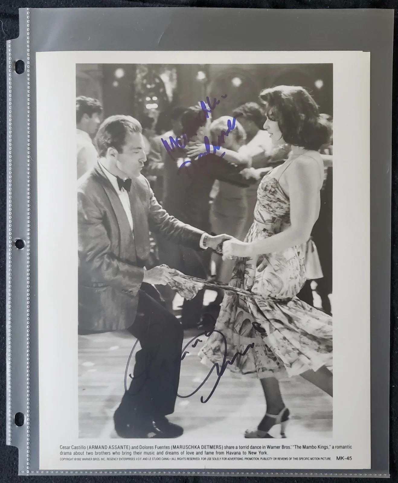 Armand Assante Maruschka Detmers The Mambo Kings Autograph 8x10 Photograph, изображение 3