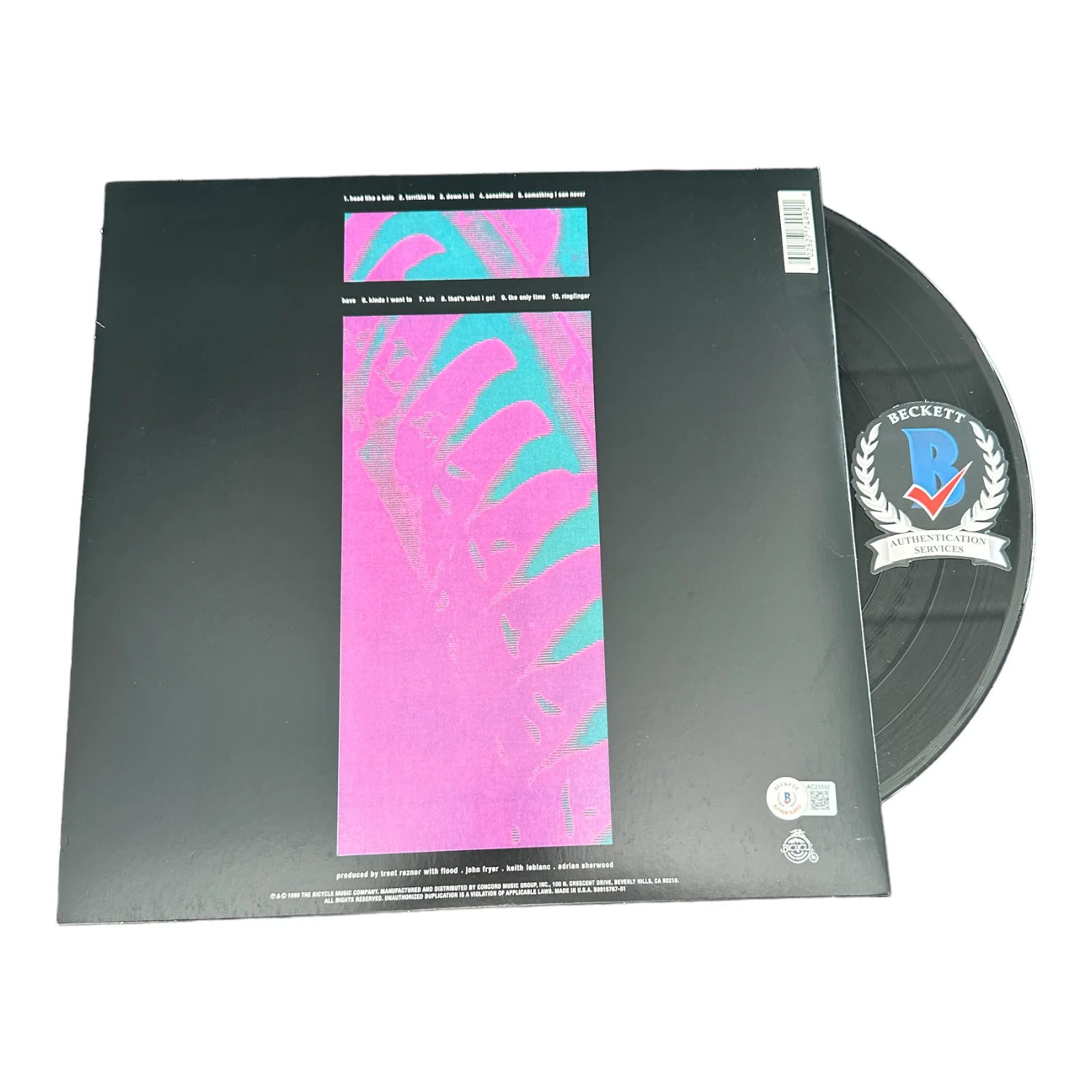 TRENT REZNOR SIGNED AUTOGRAPH NINE INCH NAILS PRETTY HATE MACHINE LP VINYL BAS, image 2
