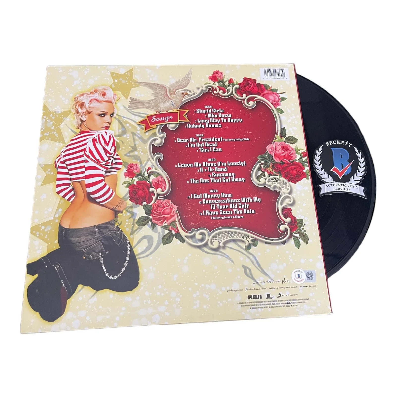 PINK SIGNED AUTOGRAPH I'M NOT DEAD LP VINYL ALBUM BAS BECKETT, изображение 2