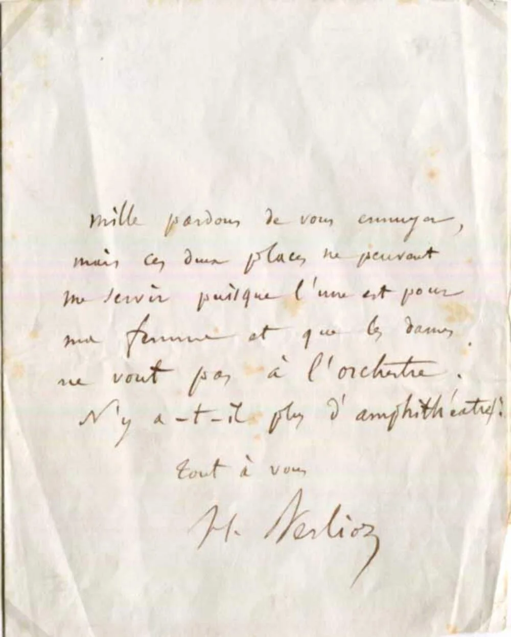 FRENCH ROMANTIC COMPOSER & CONDUCTOR Hector Berlioz autograph letter signed & mo, изображение 2