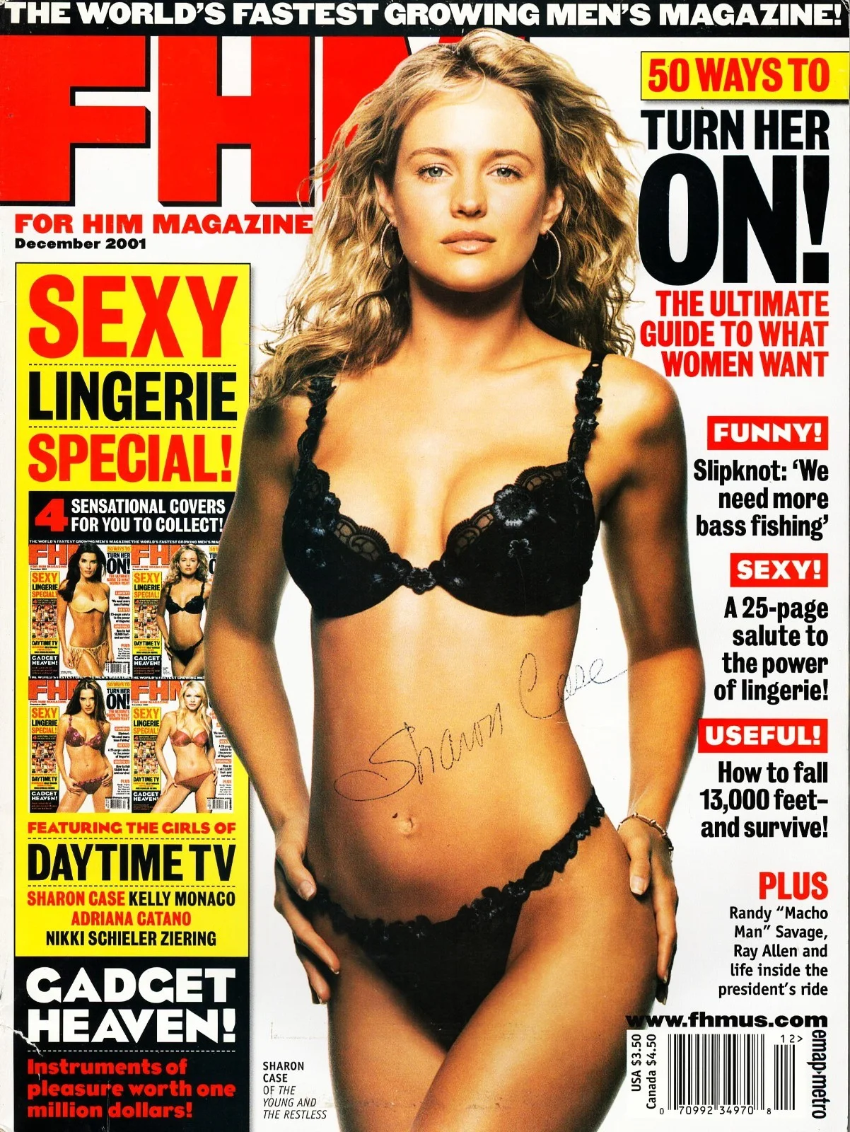 Sharon Case — SHARON CASE Signed December 2001 FHM Magazine The Young & The Restless W/Letter