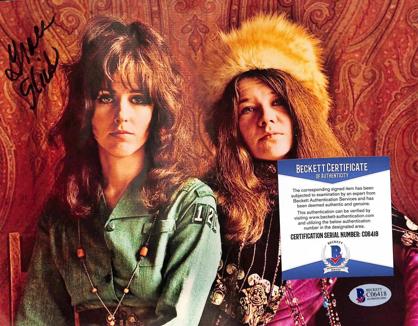 Grace Slick Signed/Autographed 8x10 Photo Jefferson Airplane BAS/Beckett 204168, image 2