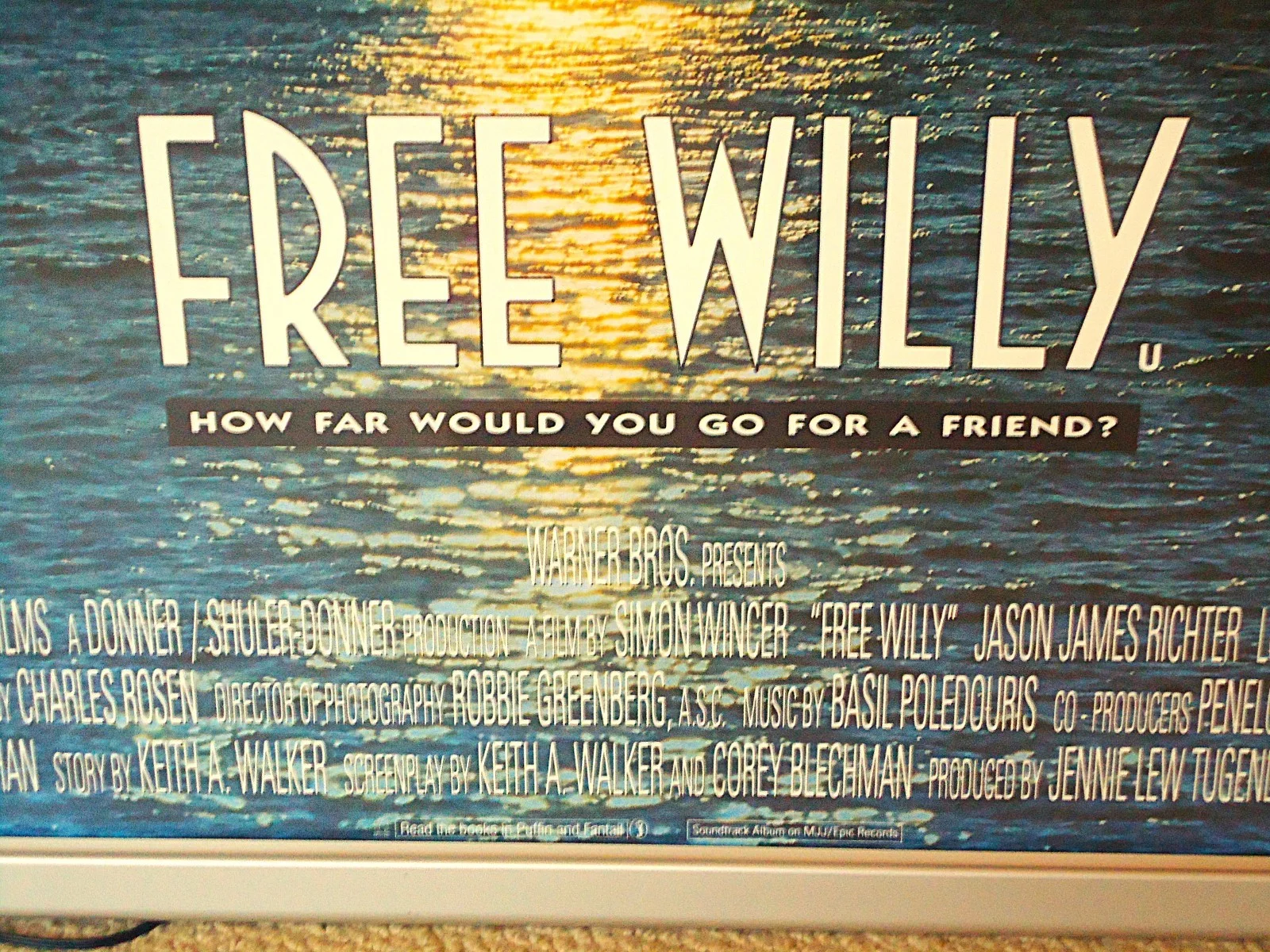 FREE WILLY UK QUAD MOVIE FILM POSTER 1993 JASON JAMES RICHTER ORIGINAL RARE GEM, изображение 2