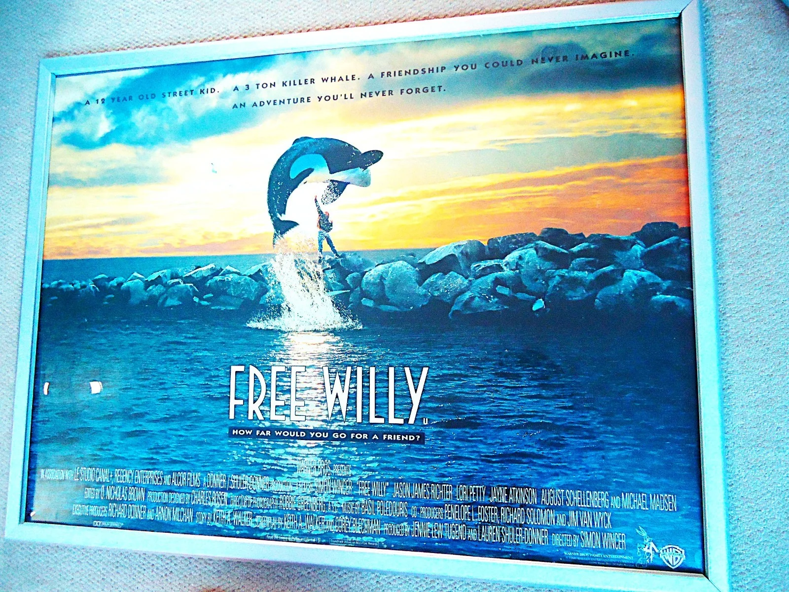 FREE WILLY UK QUAD MOVIE FILM POSTER 1993 JASON JAMES RICHTER ORIGINAL RARE GEM, изображение 3