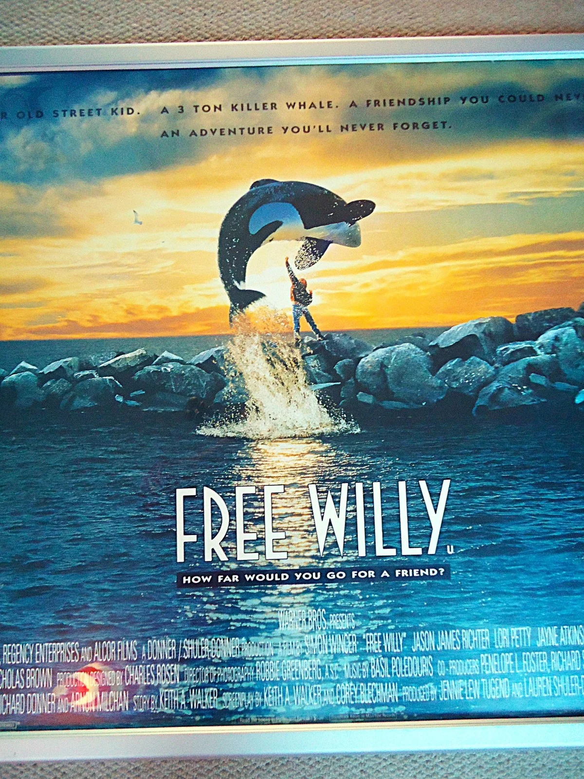 FREE WILLY UK QUAD MOVIE FILM POSTER 1993 JASON JAMES RICHTER ORIGINAL RARE GEM, изображение 5